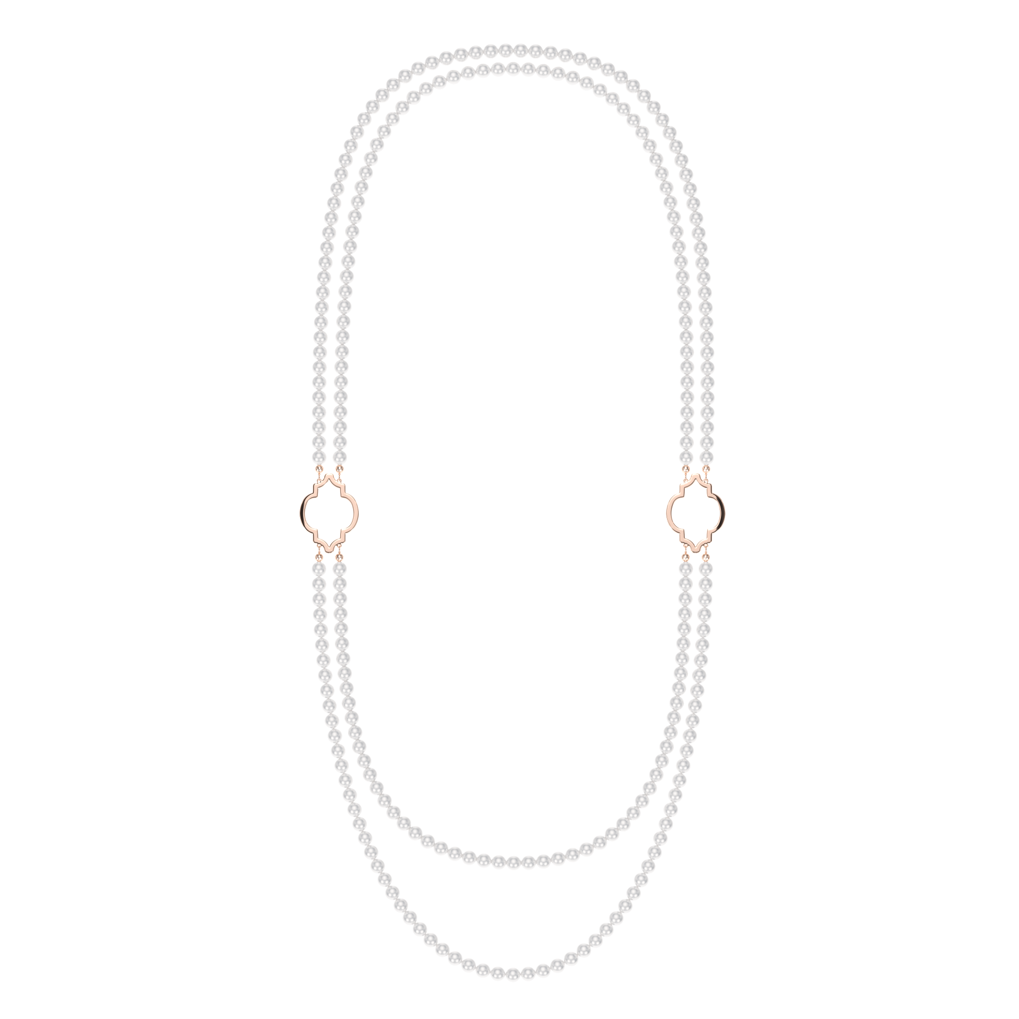 14 KT rose gold 6 mm pearls Amina double necklace
