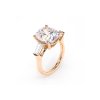 18 KT Rose Gold Trilogy Engagement Ring Cushion Cut 5.00 CT