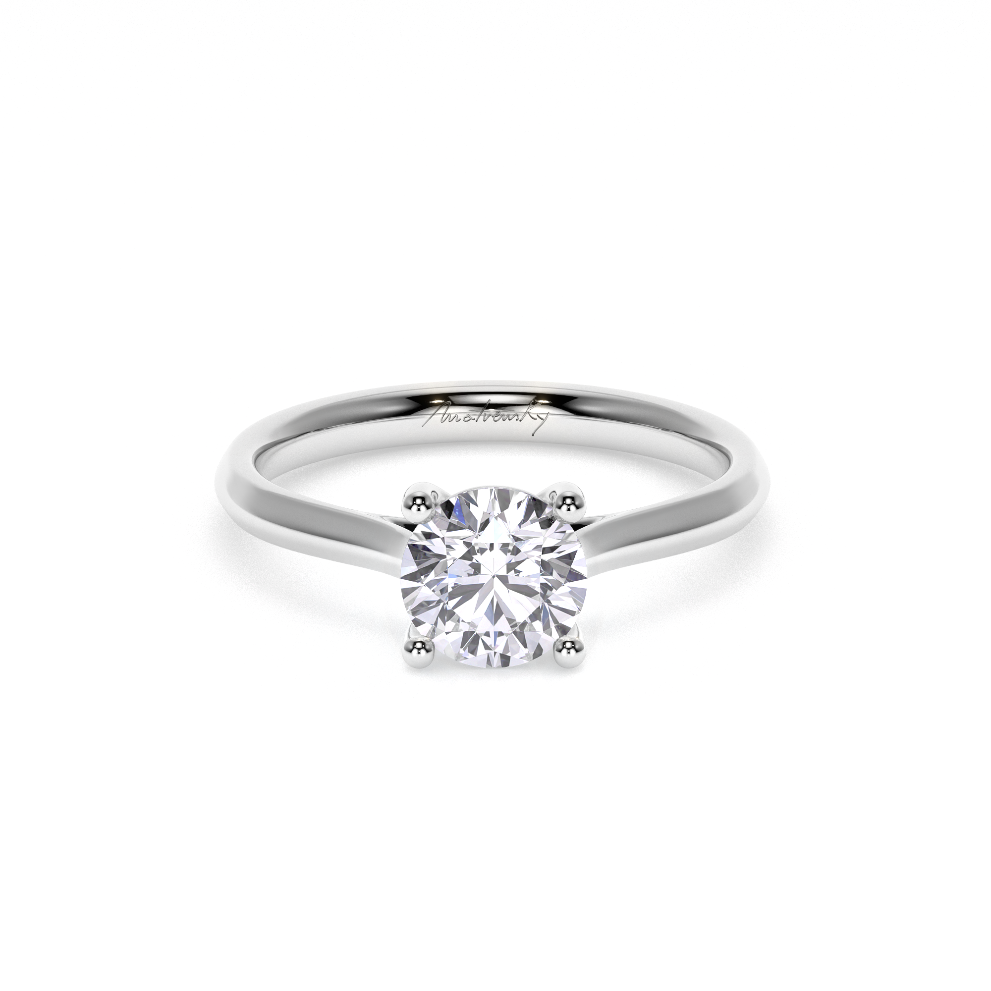 18 KT White Gold Classic Engagement Ring Round Cut LGD 1.00 CT