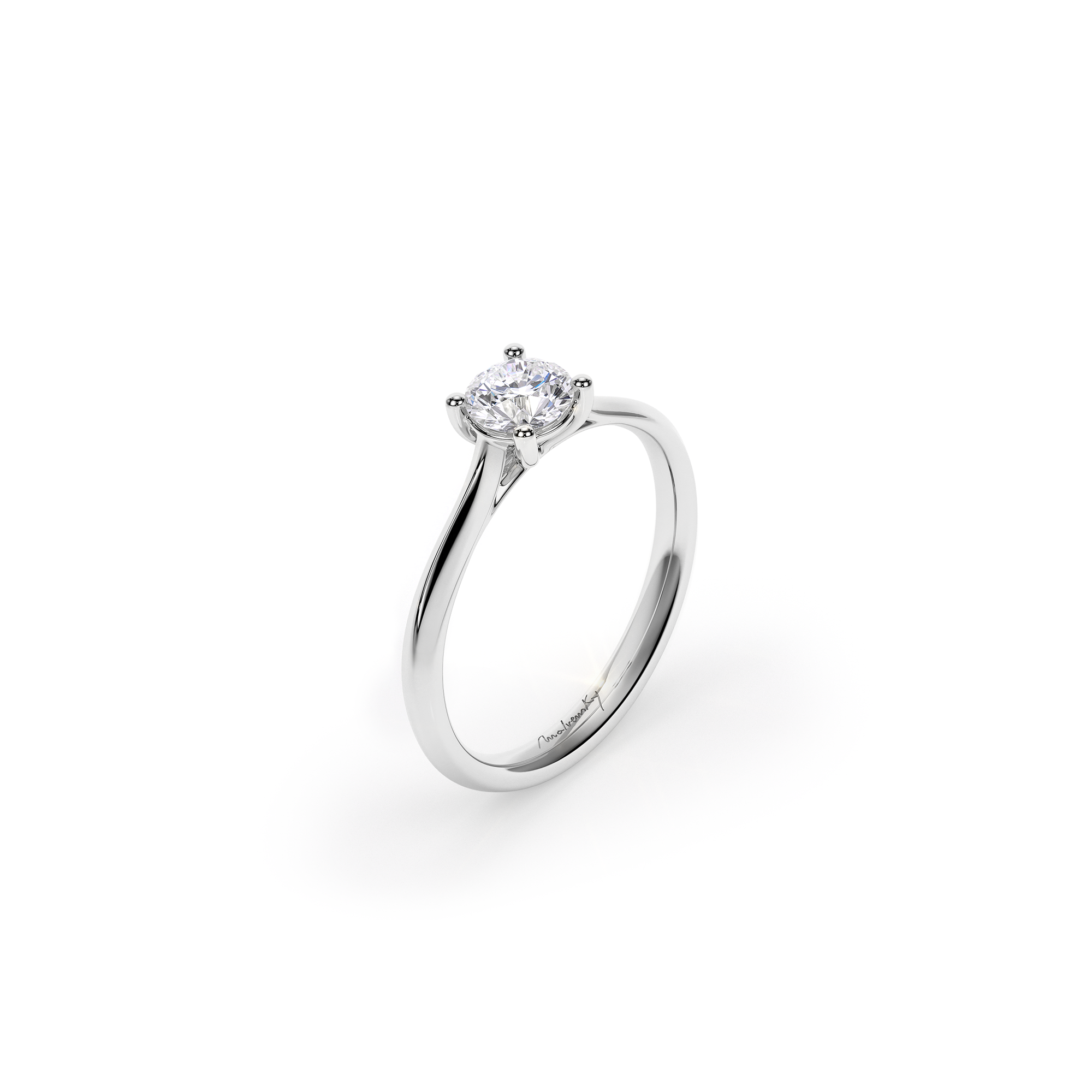 Inel de Logodna Classic Aur Alb 18 KT Round Cut LGD 0.50 CT