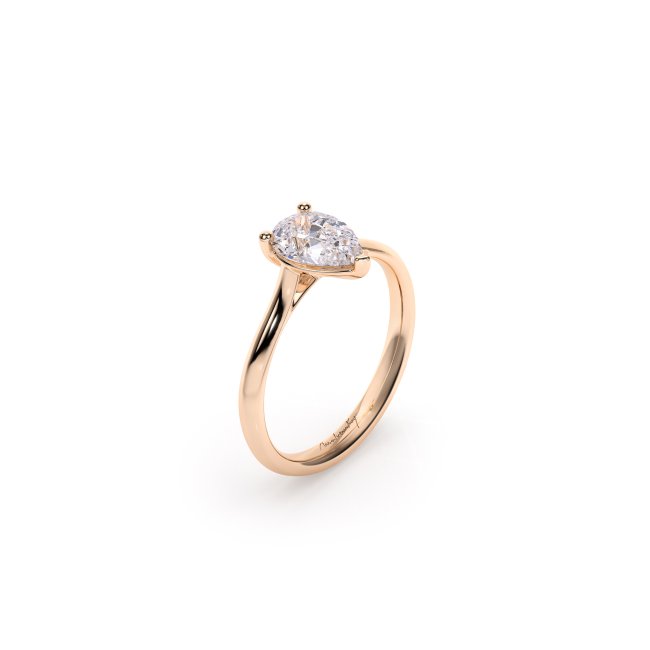 Inel de Logodna Classic Aur Roz 18 KT Pear Cut LGD 1.00 CT