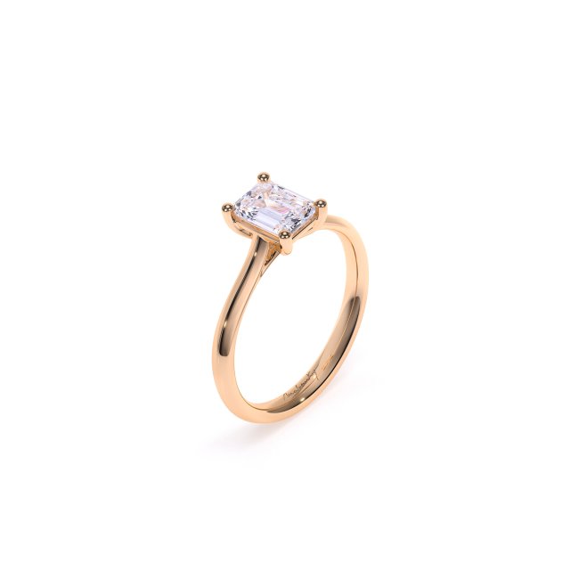 Inel de Logodna Classic Aur Roz 18 KT Emerald Cut LGD 1.00 CT