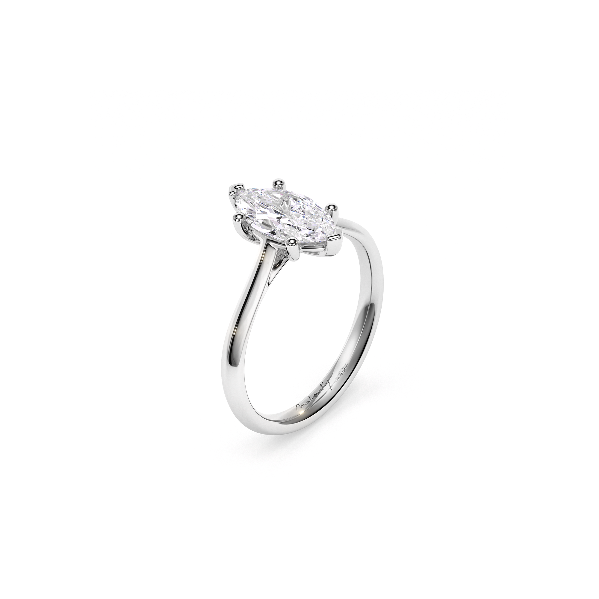 Inel de Logodna Classic Aur Alb 18 KT Marquise Cut LGD 1.00 CT