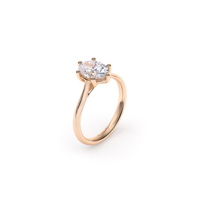 Inel de Logodna Classic Aur Roz 18 KT Oval Cut LGD 1.00 CT