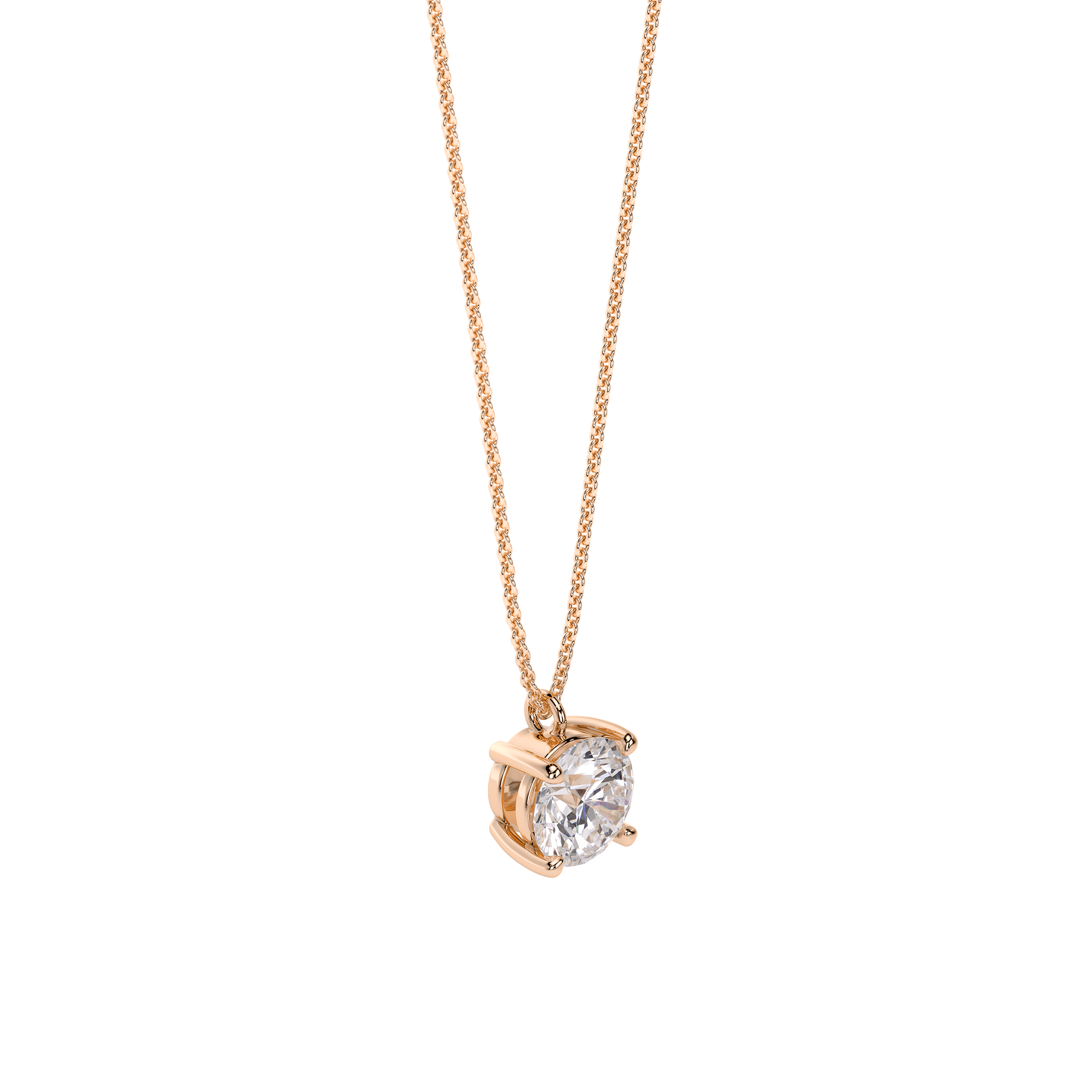 14 KT rose gold 2.00 CT lab-grown diamond Solitaire necklace