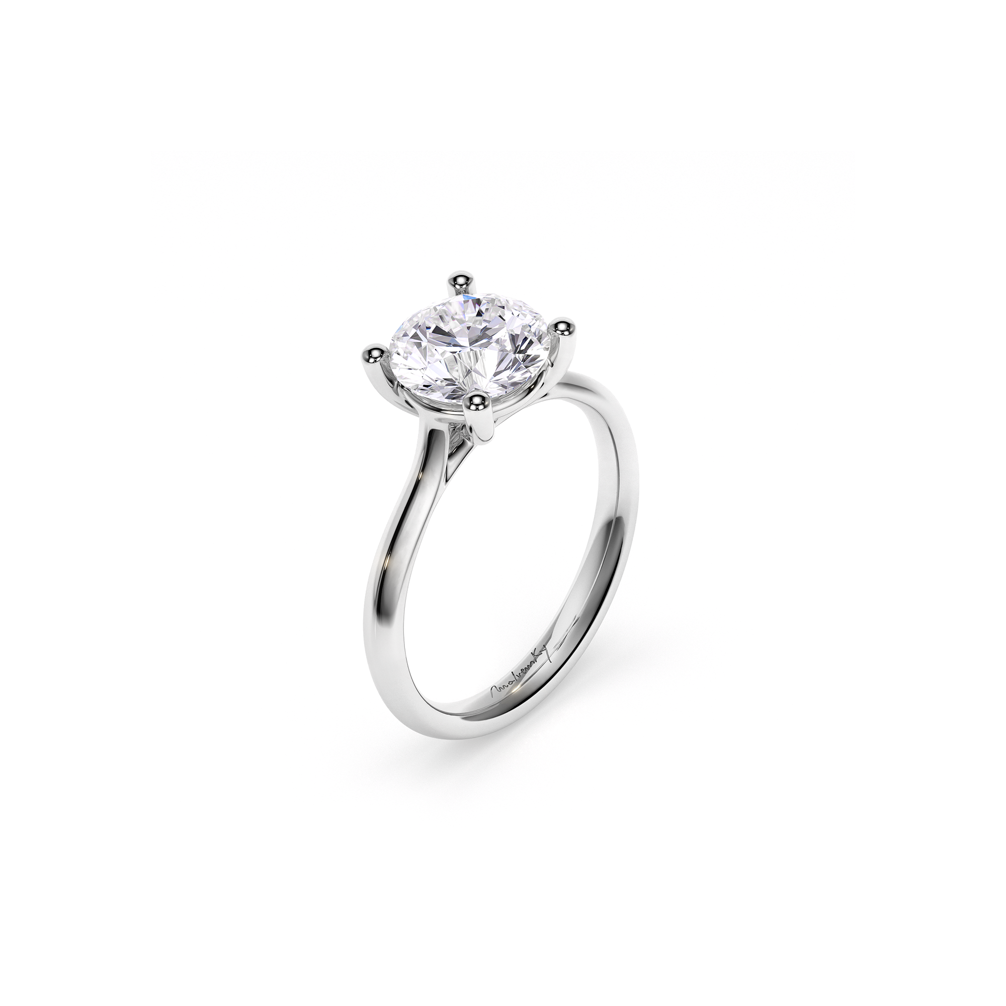 Inel de Logodna Classic Aur Alb 18 KT Round Cut LGD 1.90 CT