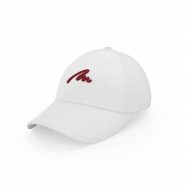 White Malvensky M cap, with burgundy logo