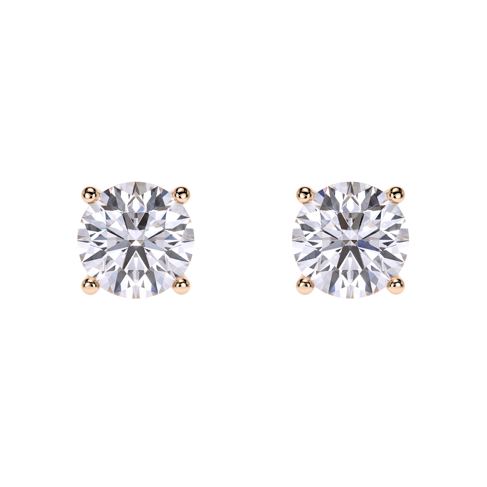 18 KT rose gold 4.00 CT lab-grown diamonds Studs earrings