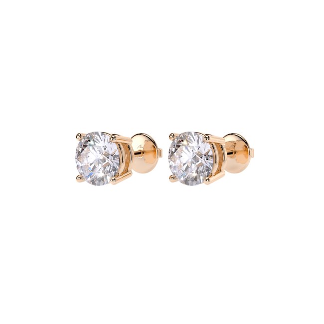 Cercei Studs, cu diamante de laborator de 6.00 CT, din aur roz 18 KT