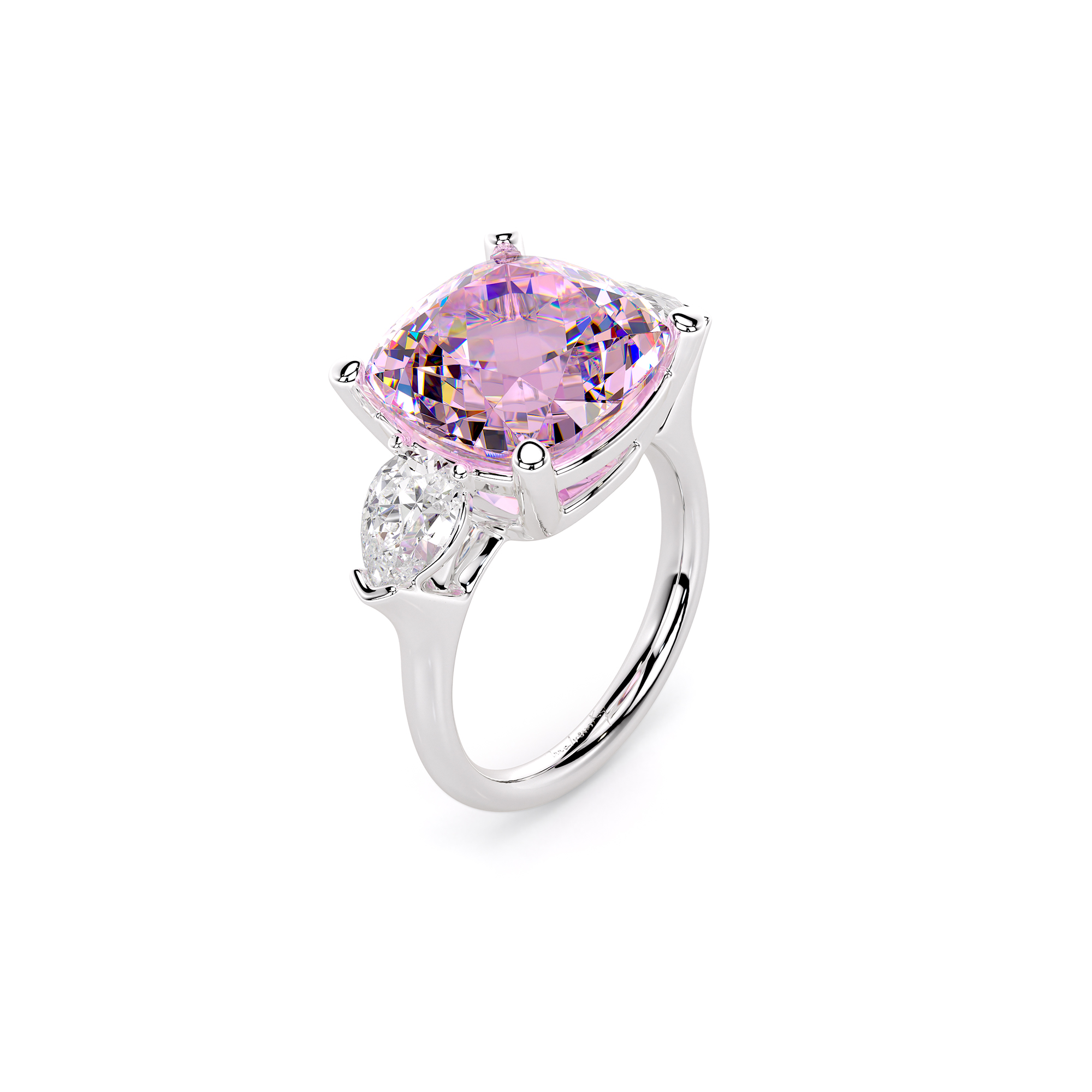 18 KT white gold Kunzite and Lab grown diamonds Roma La Grande Bellezza ring