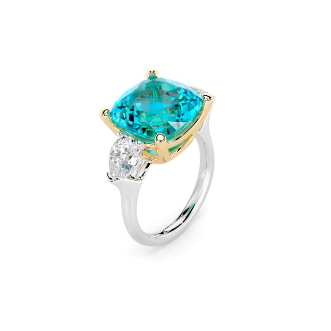 18 KT white gold Light blue topaz and Lab grown diamonds Capri La Grande Bellezza ring