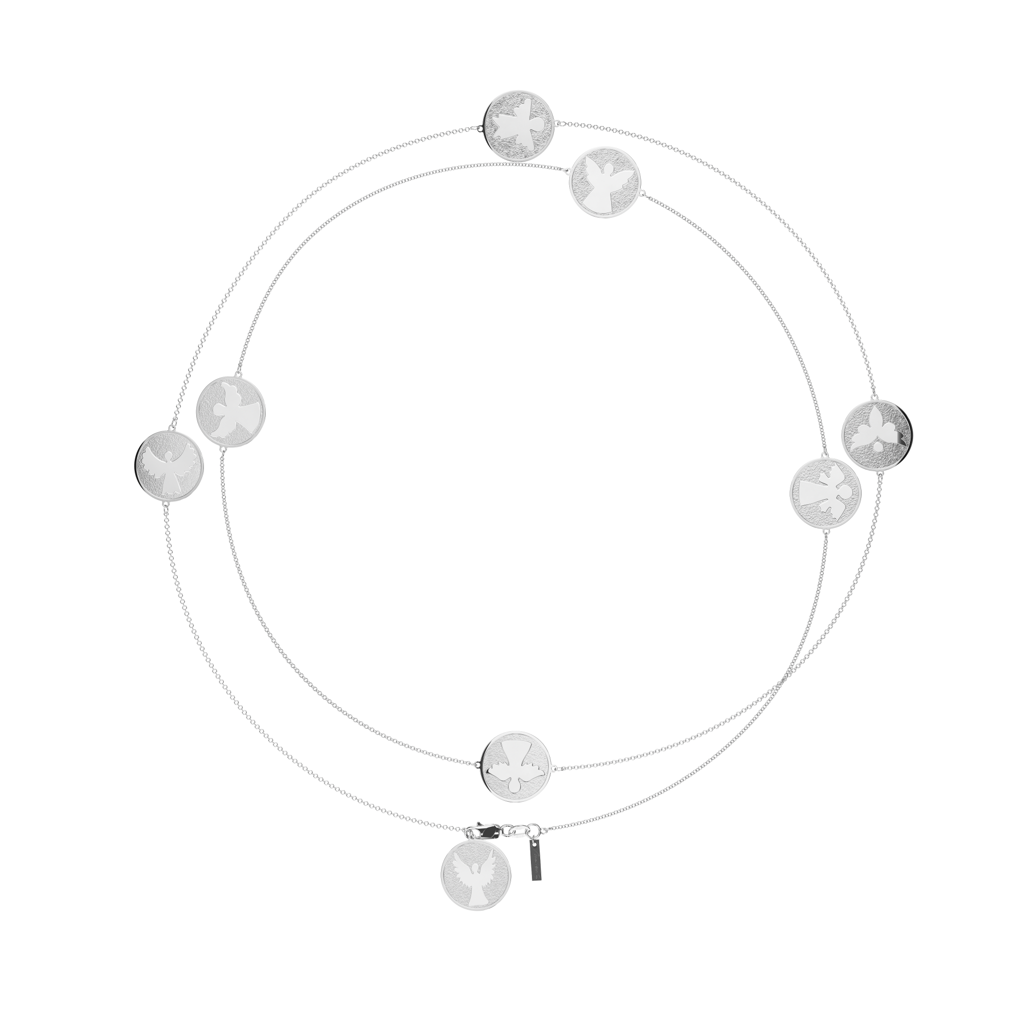 14 KT white gold 8 Archangels chain necklace