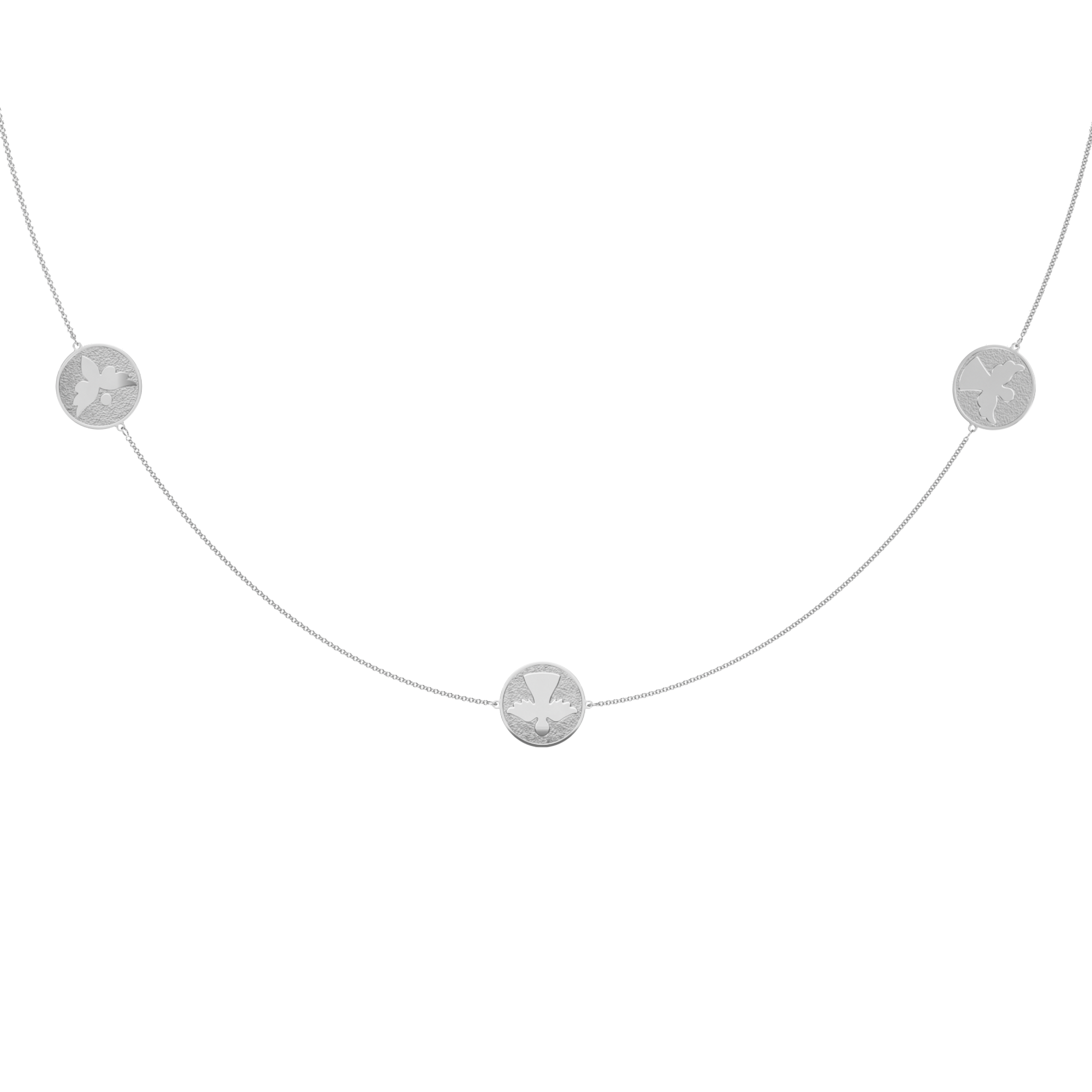 14 KT white gold 8 Archangels chain necklace