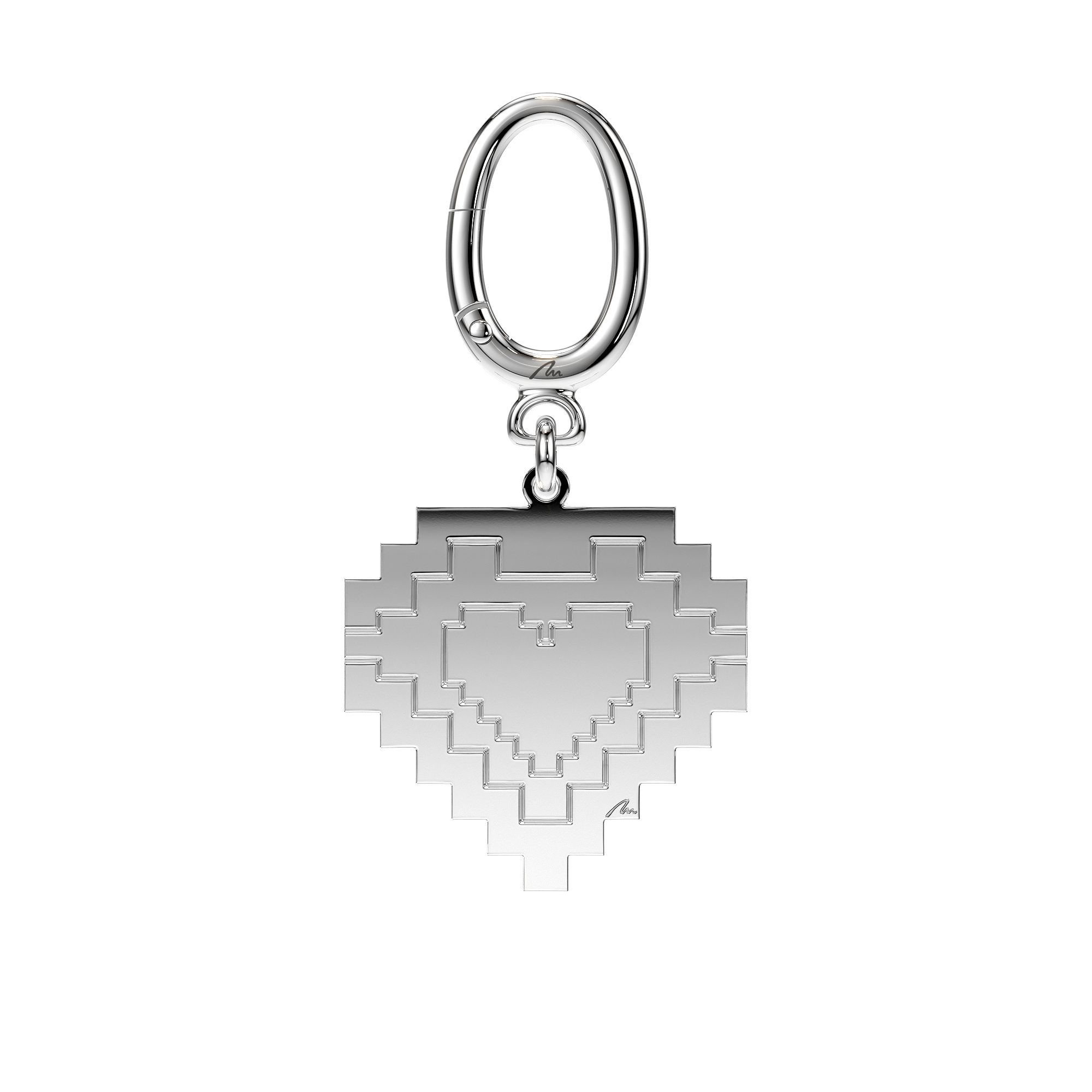 Breloc Inima Traditionala, din alama placata cu paladiu