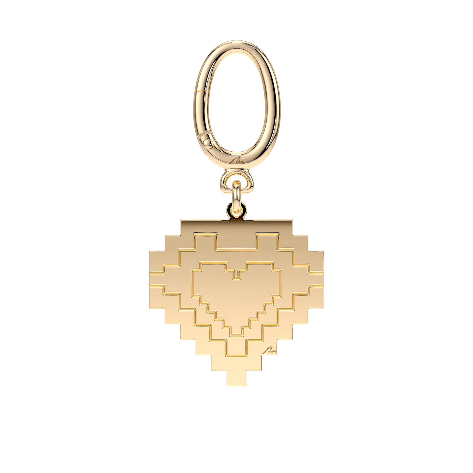 Breloc Inima Traditionala, din alama placata cu aur galben