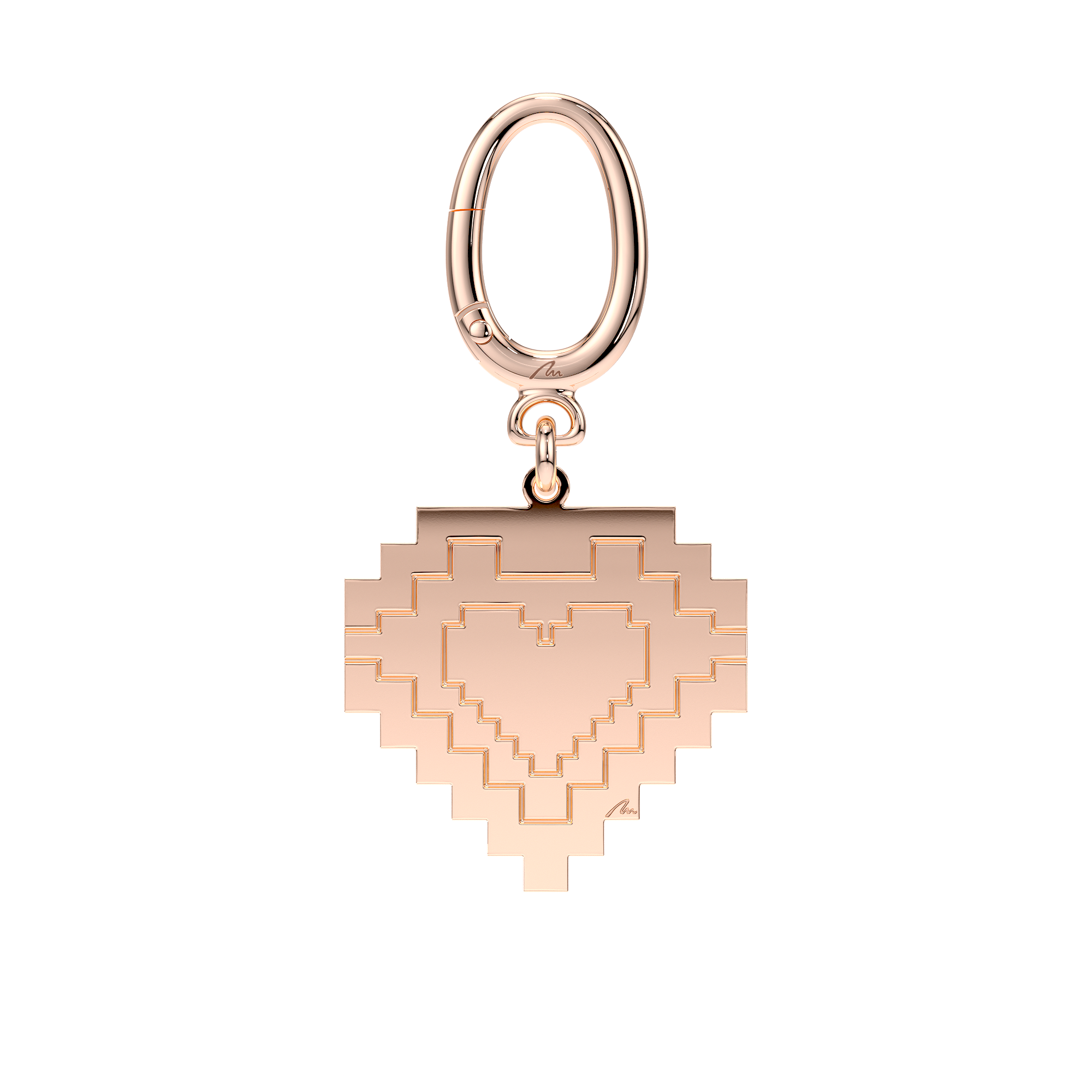 Breloc Inima Traditionala, din alama placata cu aur roz