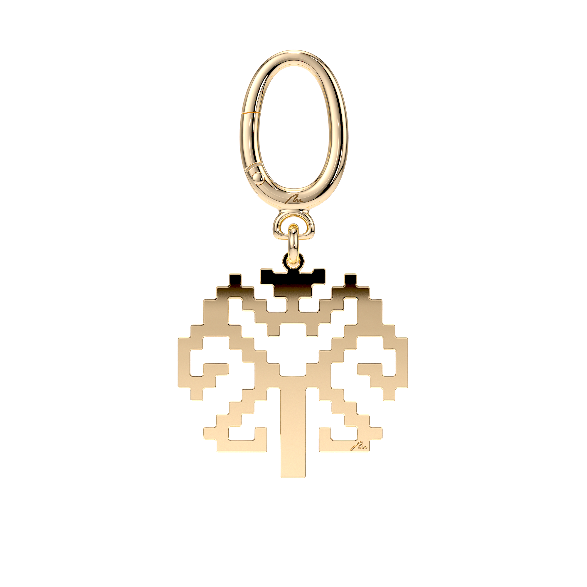 Breloc Copac Traditional, din alama placata cu aur galben