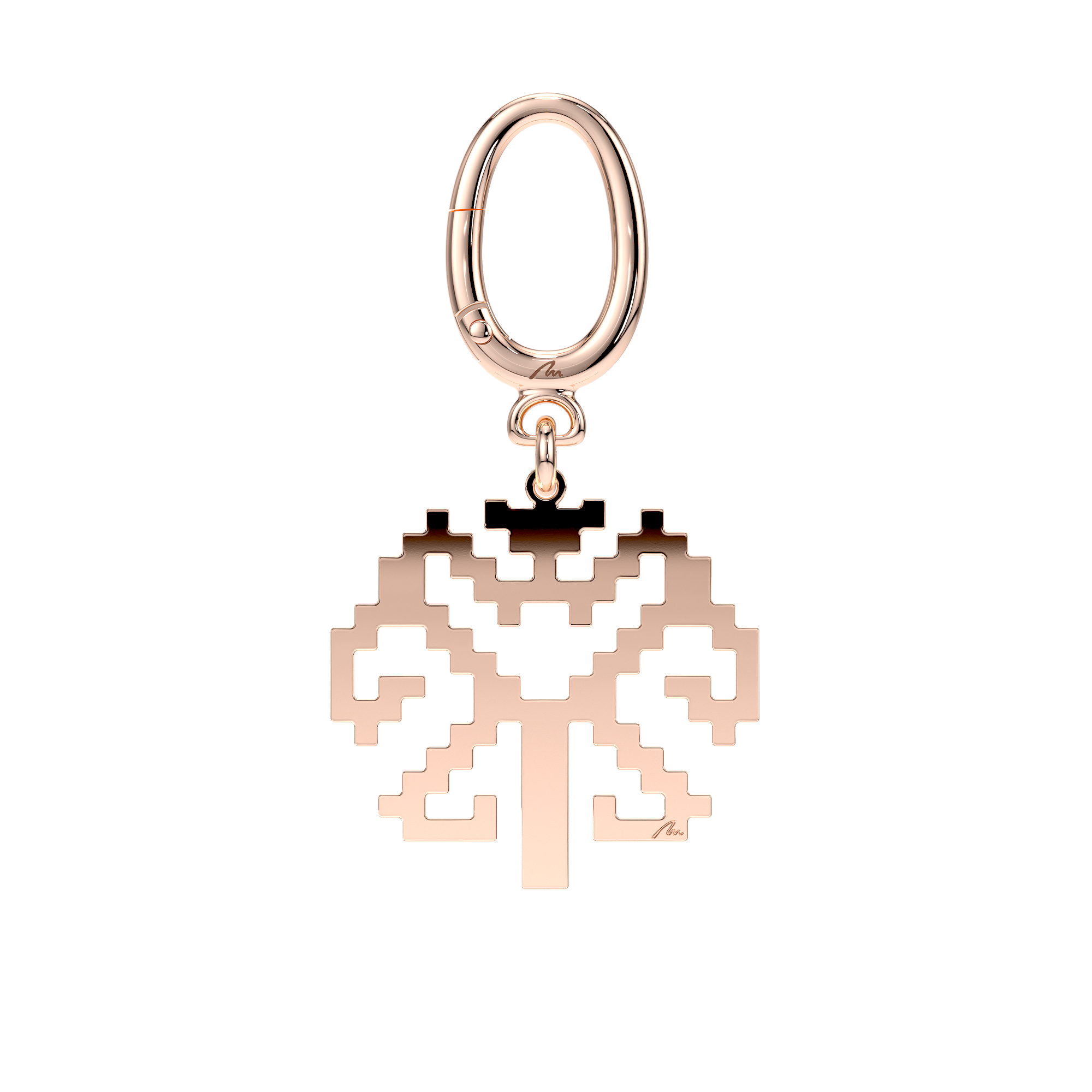 Breloc Copac Traditional, din alama placata cu aur roz