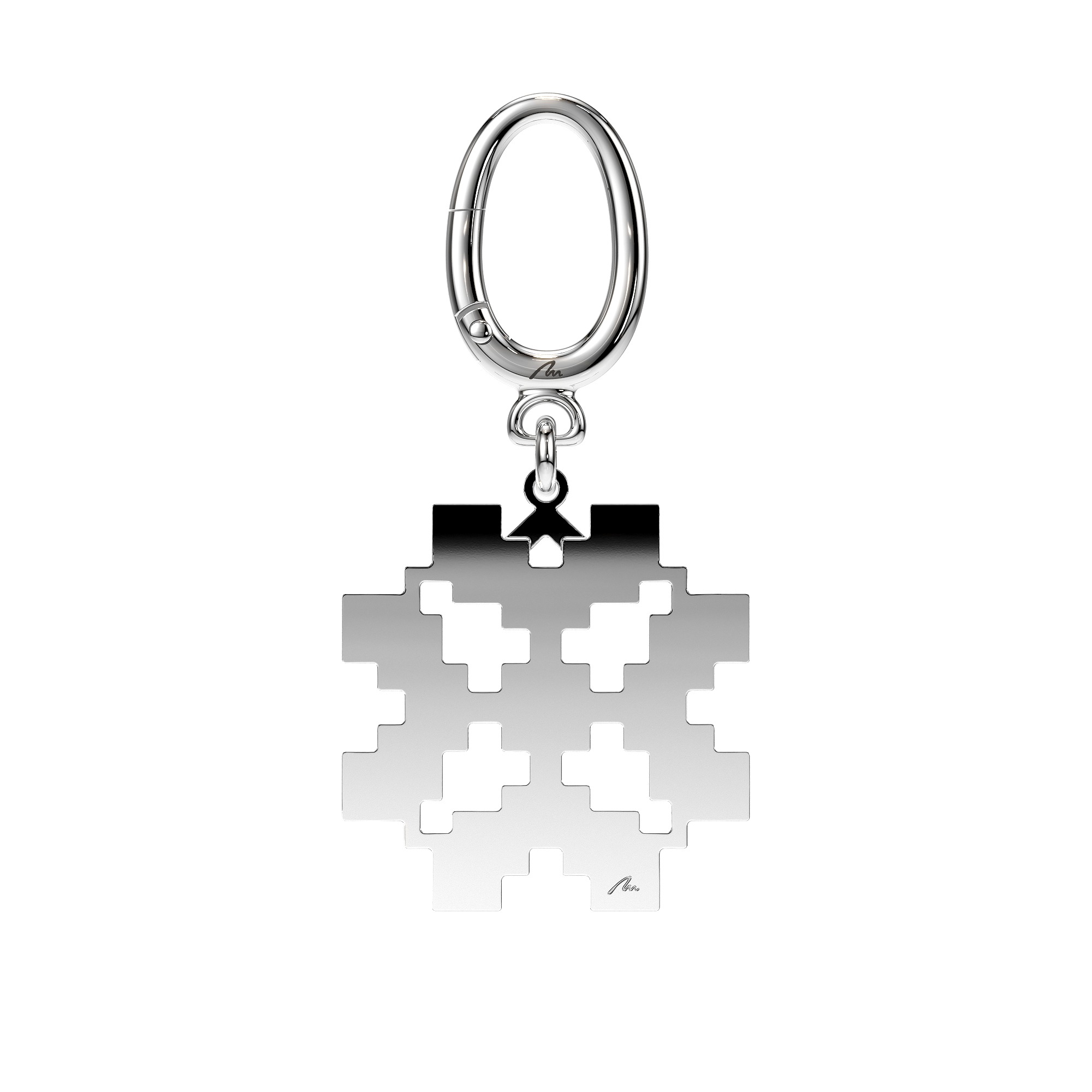 Breloc Trifoi Traditional, din alama placata cu paladiu