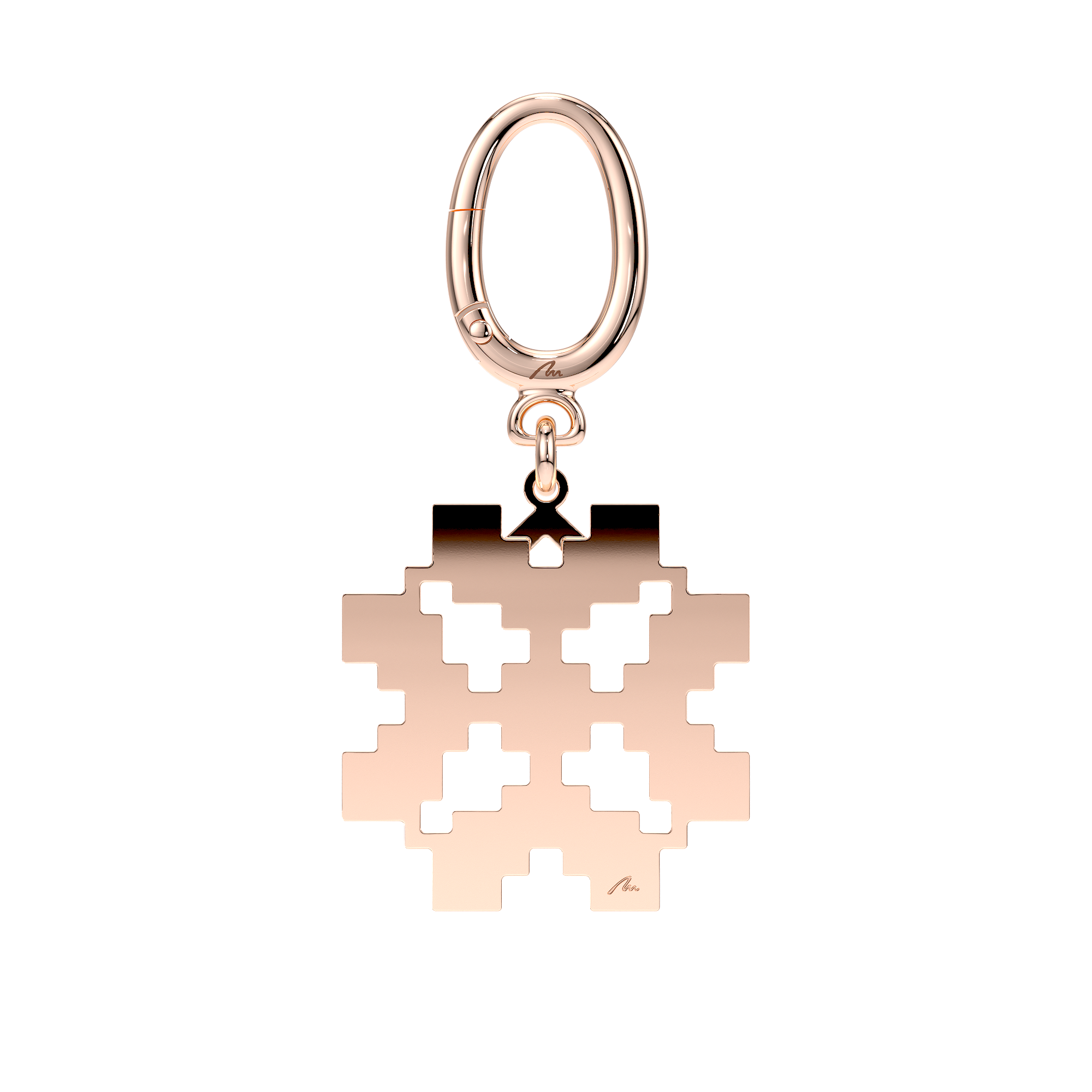 Breloc Trifoi Traditional, din alama placata cu aur roz