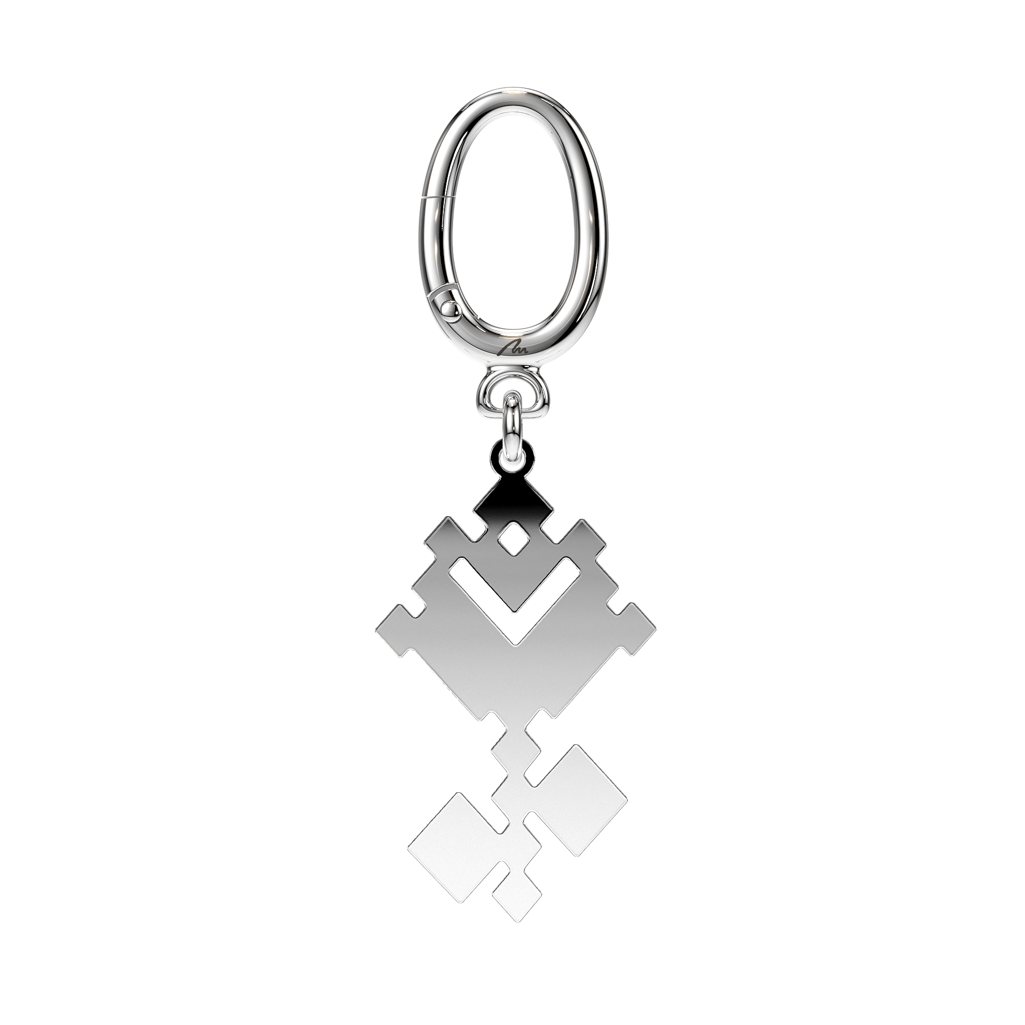 Breloc Trandafir Traditional, din alama placata cu paladiu