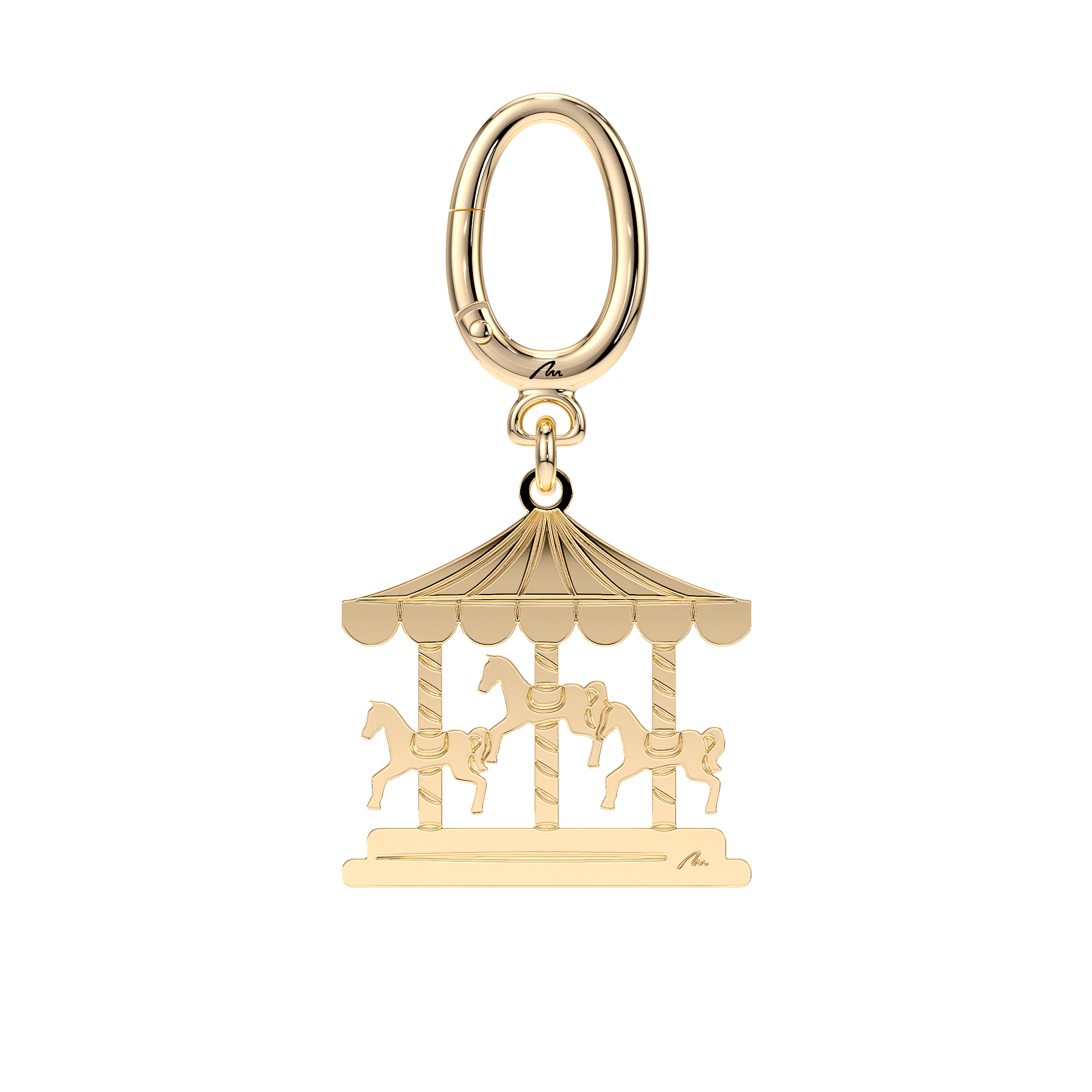 Breloc Carusel, din alama placata cu aur galben