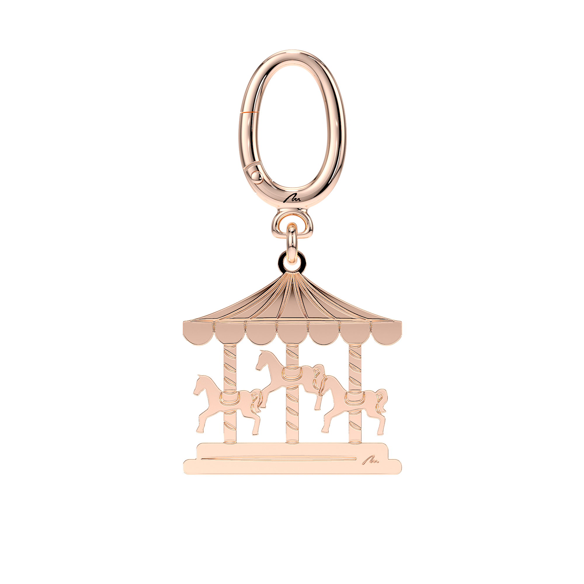 Breloc Carusel, din alama placata cu aur roz