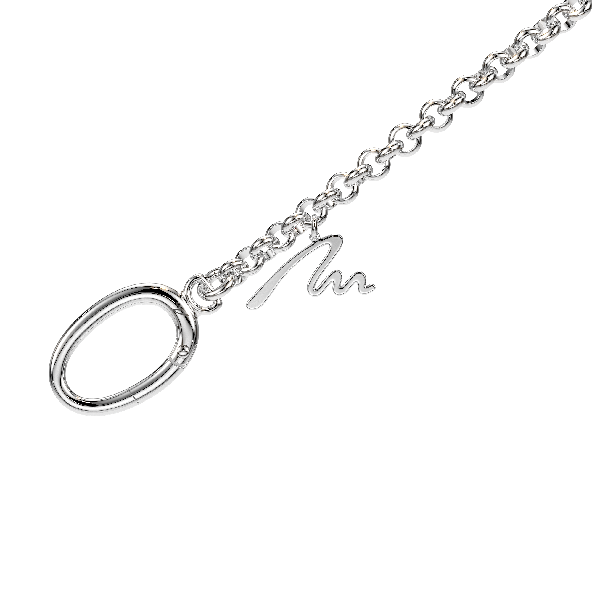 Palladium plated brass M bag chain