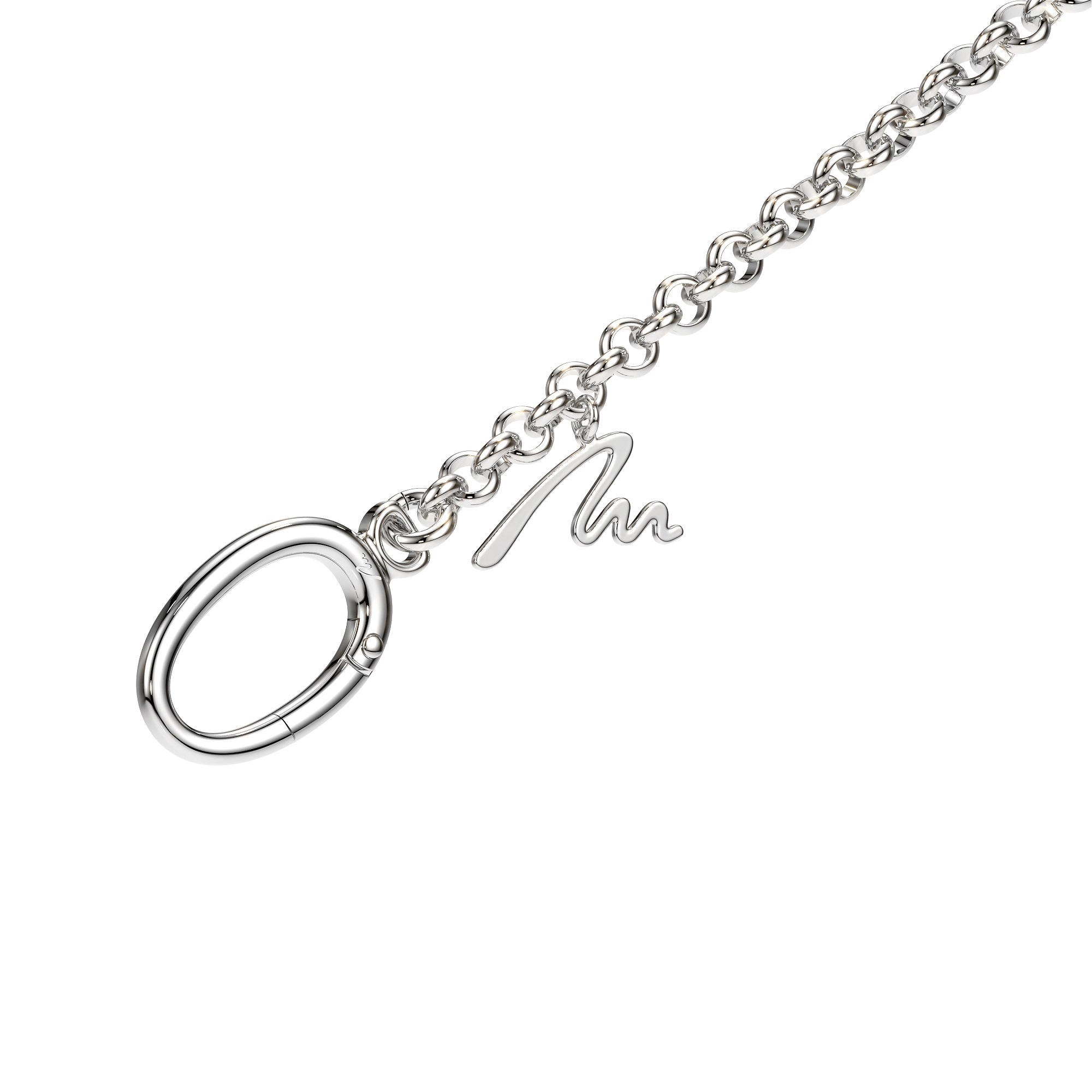 Palladium plated brass M bag chain