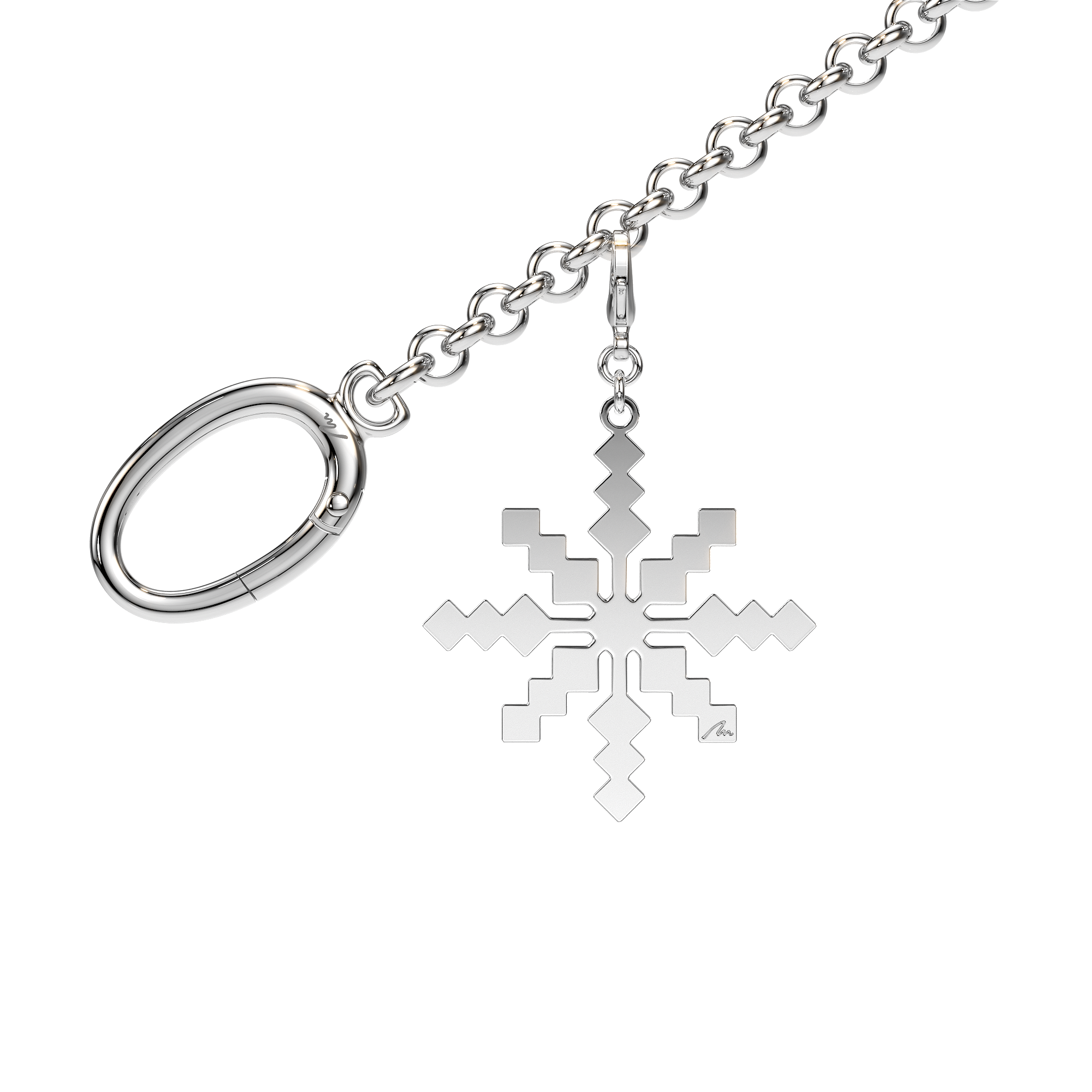 Charm pentru geanta Raza de Lumina, din alama placata cu paladiu