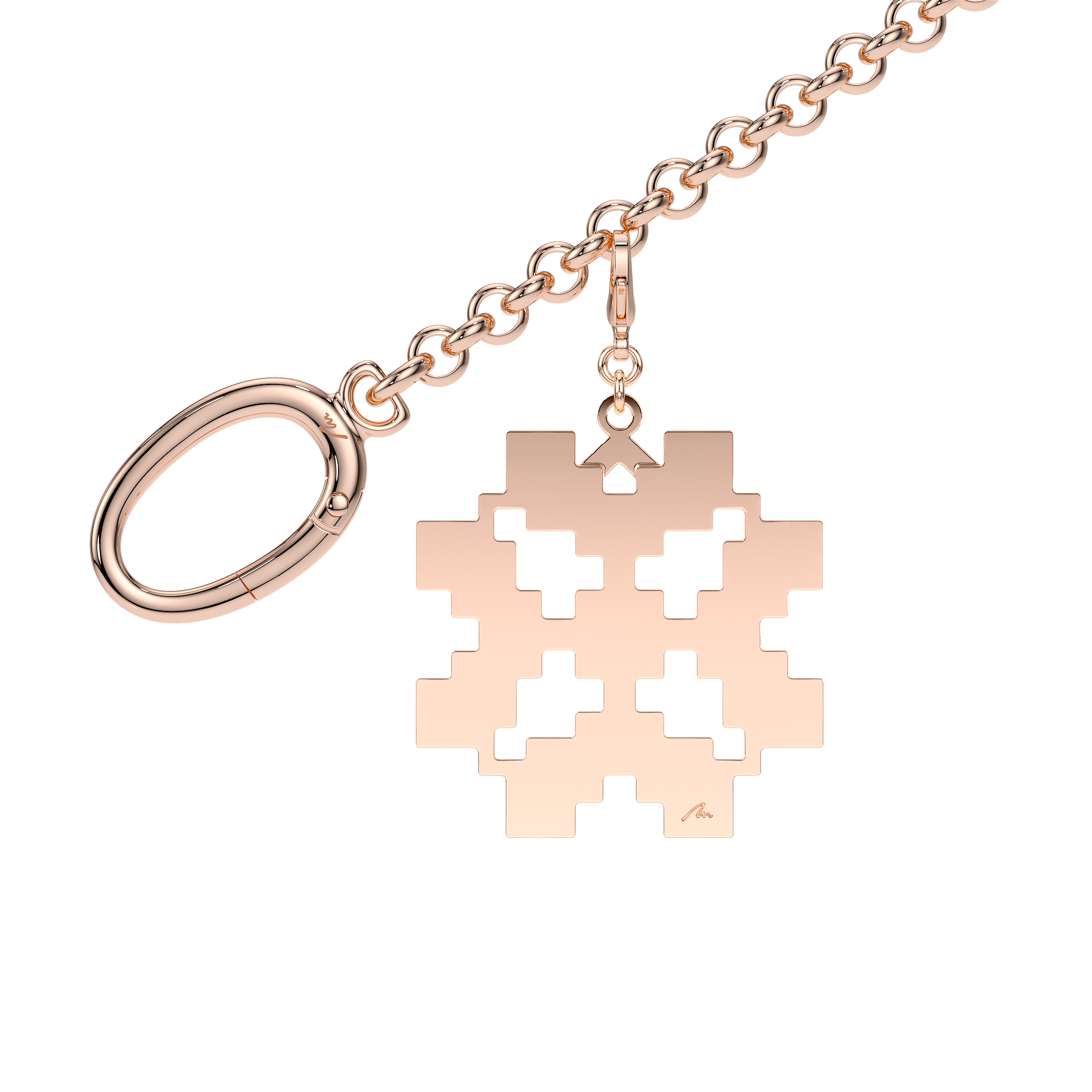 Charm pentru geanta Trifoi Traditional, din alama placata cu aur roz