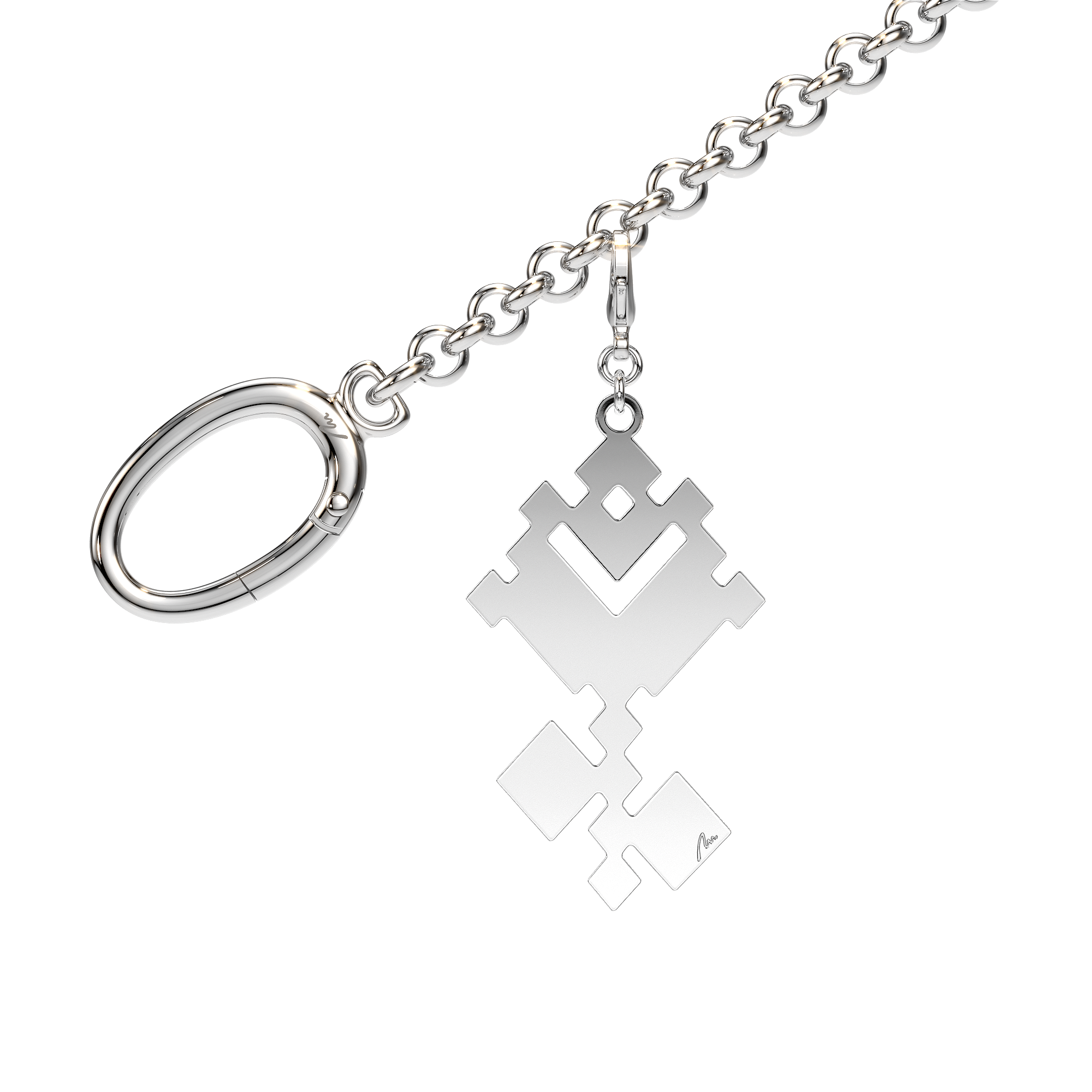 Charm pentru geanta Trandafir Traditional, din alama placata paladiu