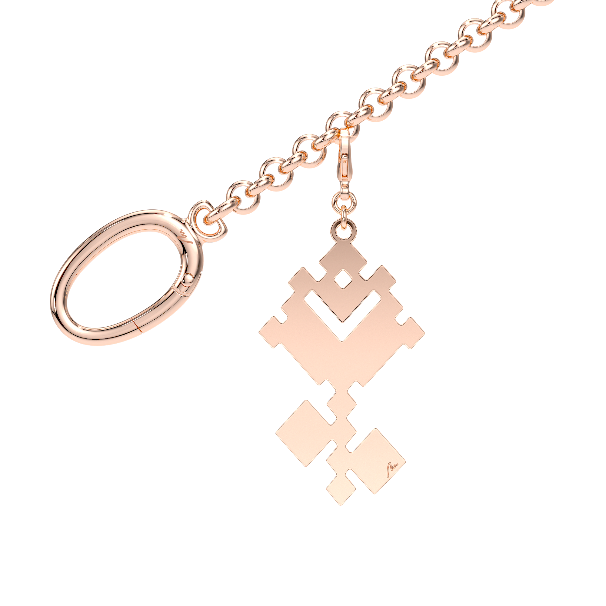 Charm pentru geanta Trandafir Traditional, din alama placata cu aur roz