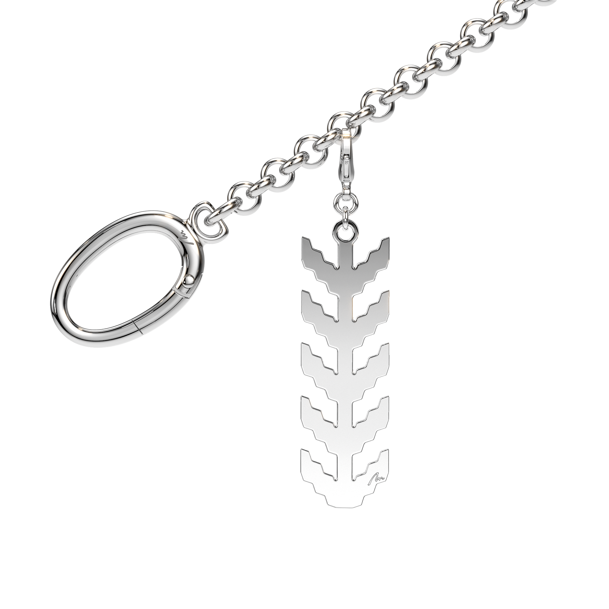 Charm pentru geanta Spic Traditional, din alama placata cu paladiu