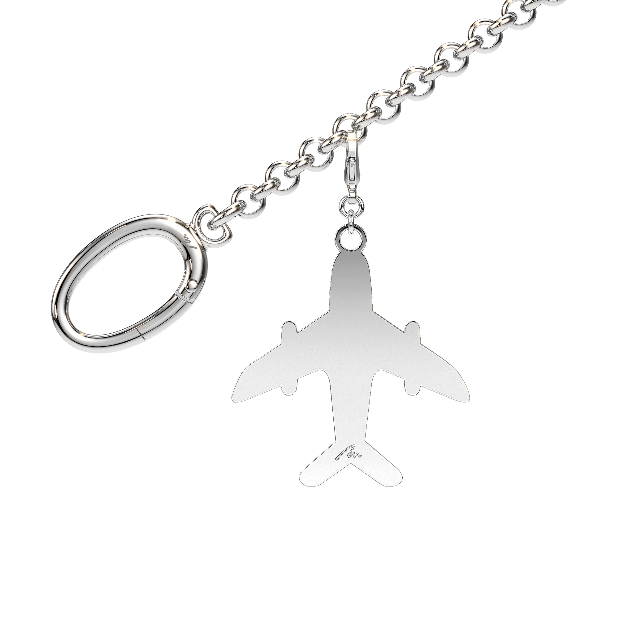 Charm pentru geanta Avion, din alama placata cu paladiu