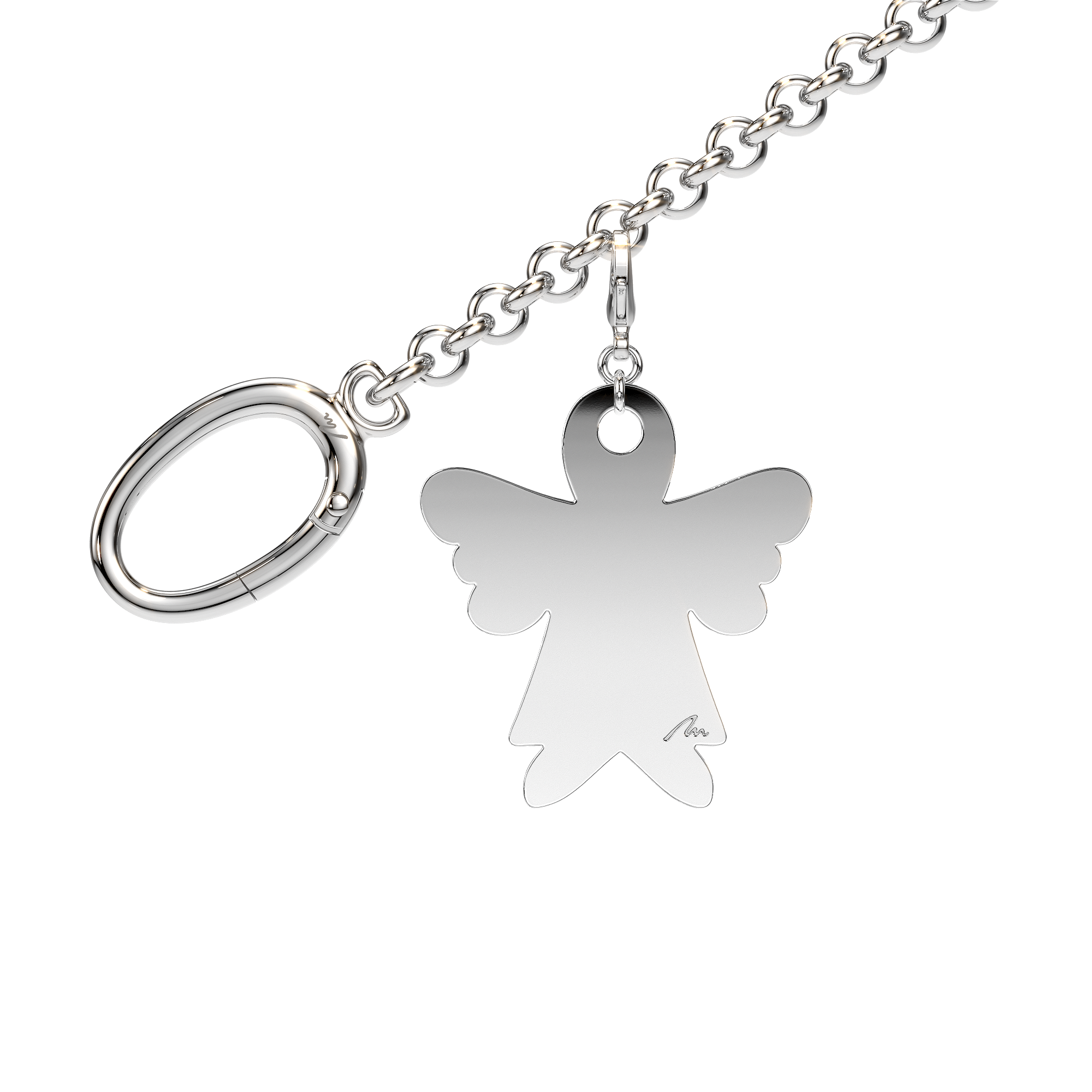 Charm pentru geanta Inger, din alama placata cu paladiu