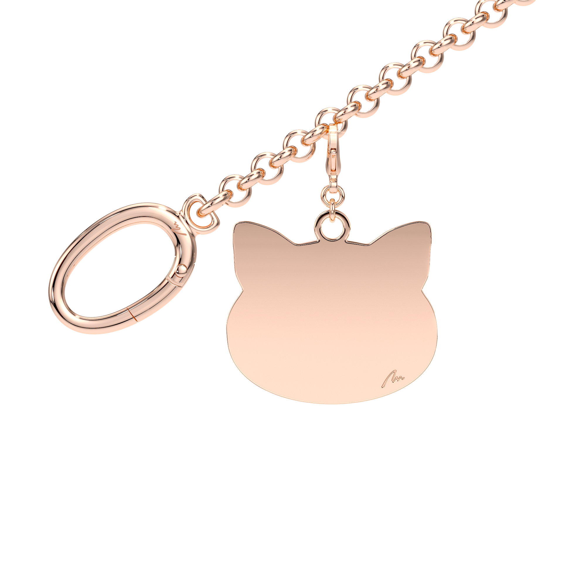 Charm pentru geanta Pisicuta, din alama placata cu aur roz