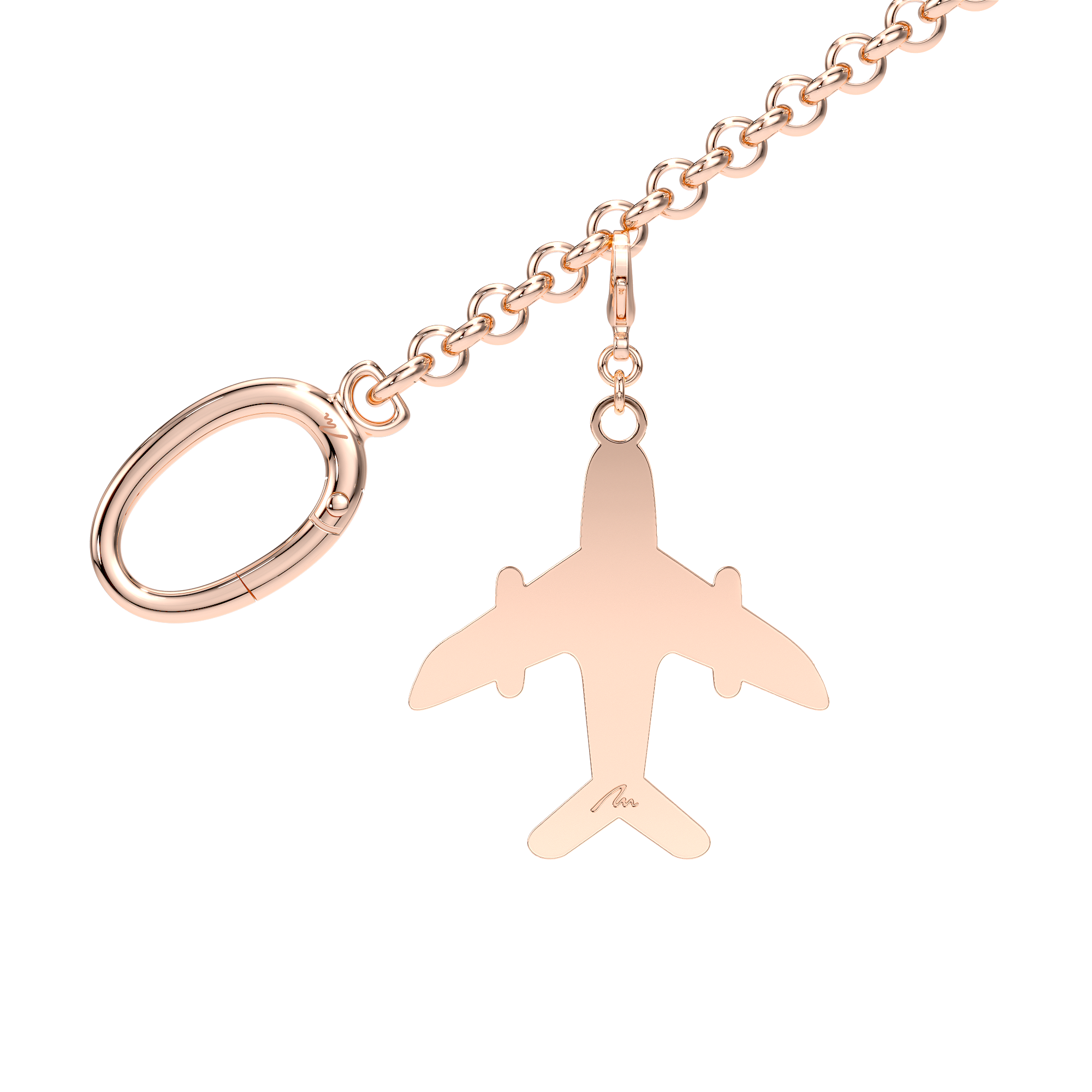 Charm pentru geanta Avion, din alama placata cu aur roz