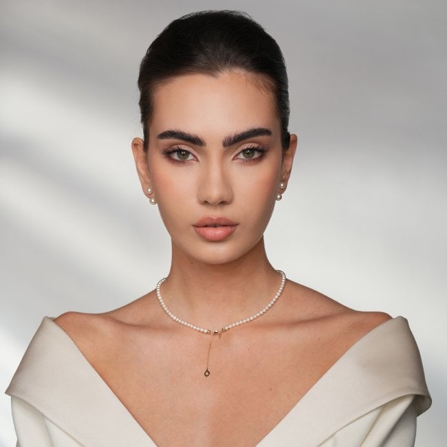 Cercei cu doua perle de cultura, din aur galben 14 KT