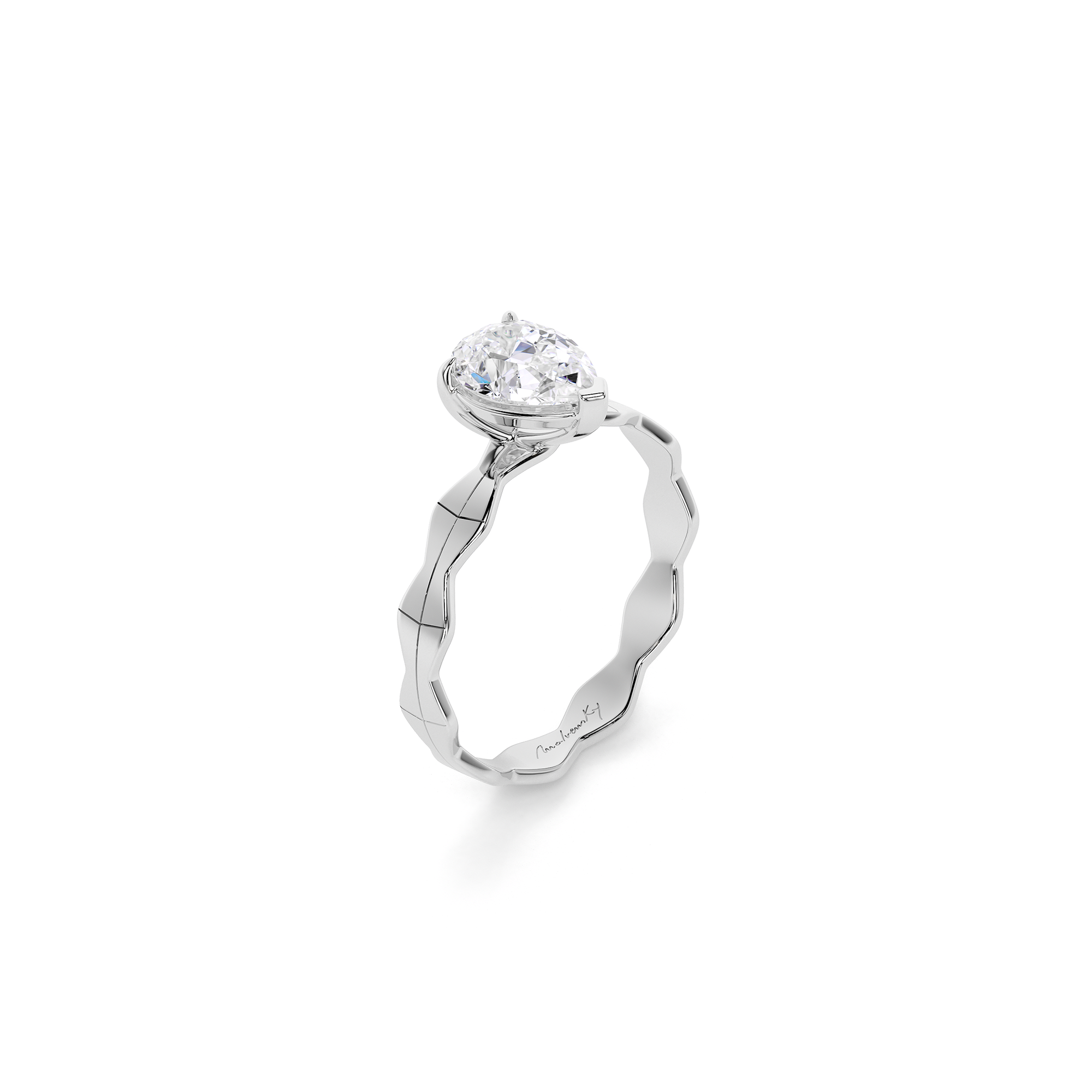Inel de logodna Infinity Aur Alb 14 KT Pear Cut 1.01 DVS1 CT LGD