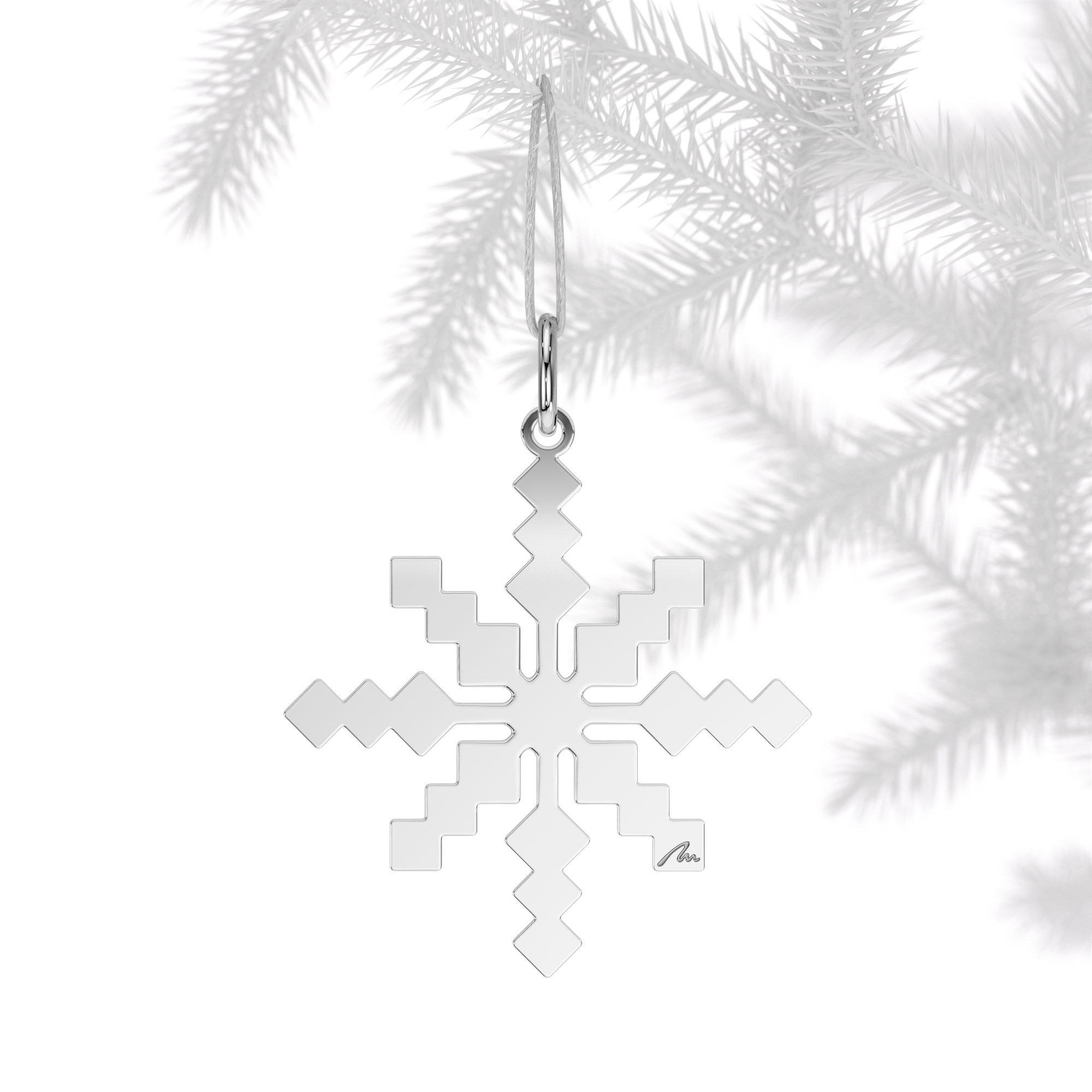 Ornament de brad Raza de Lumina, din alama placata cu paladiu