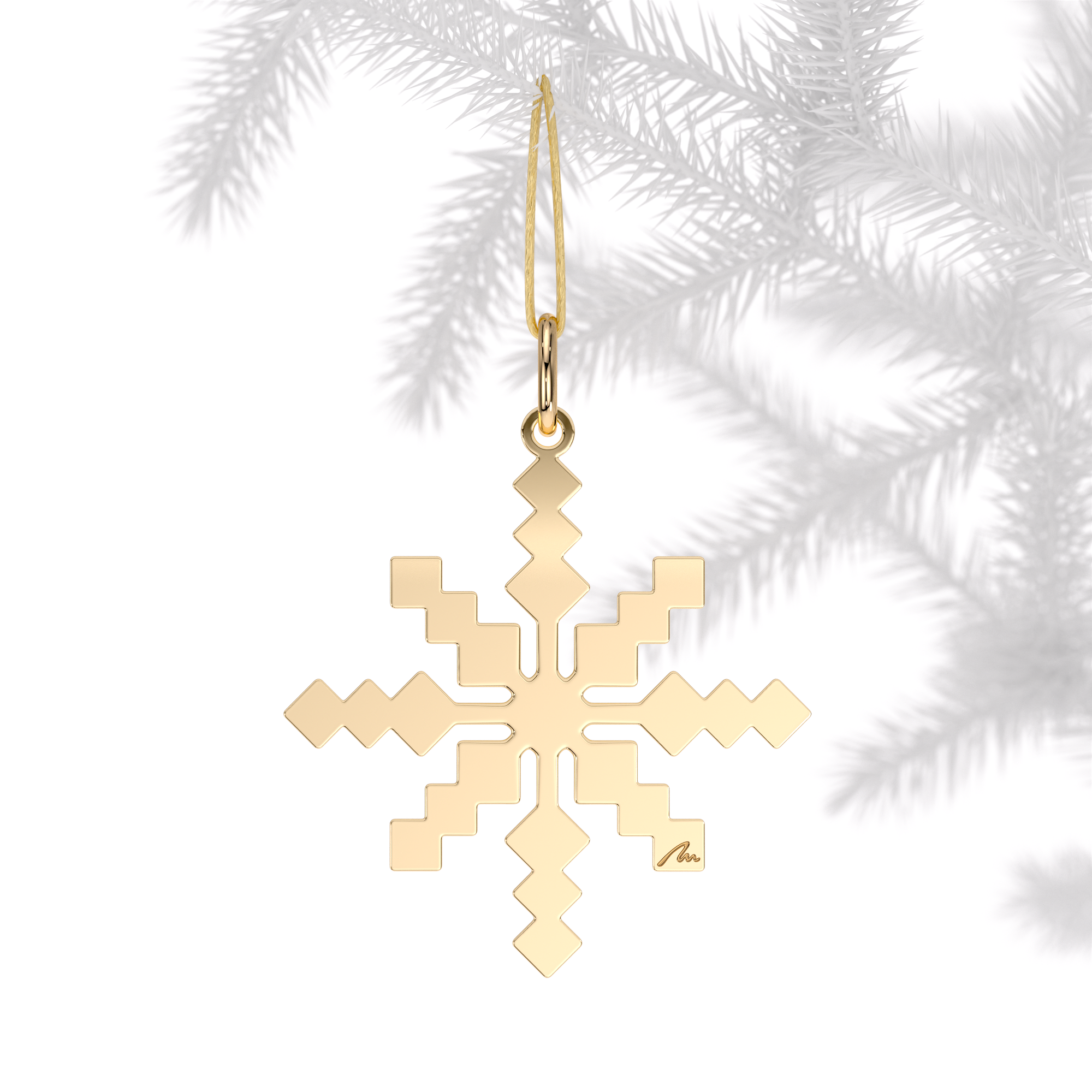 Ornament de brad Raza de Lumina, din alama placata cu aur galben