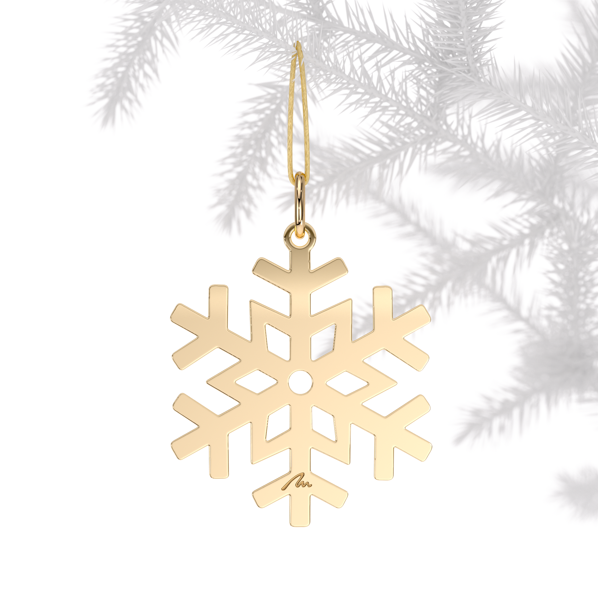 Ornament de brad Fulg de Zapada, din alama placata cu aur galben