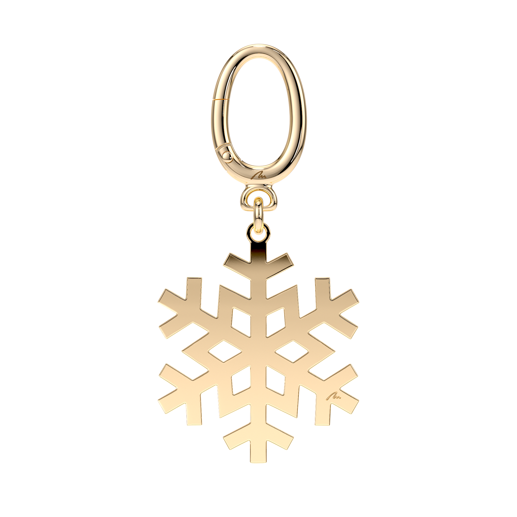 Yellow gold plated brass Snowflake keychain