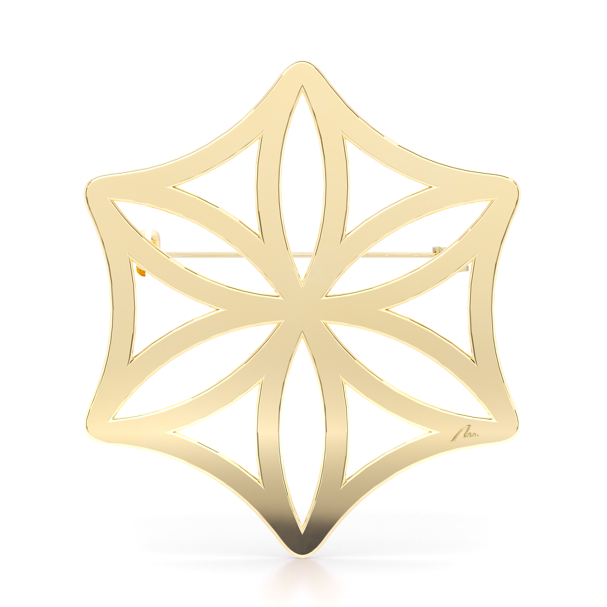 Brosa Martisor din alama placata cu aur galben, Rozeta