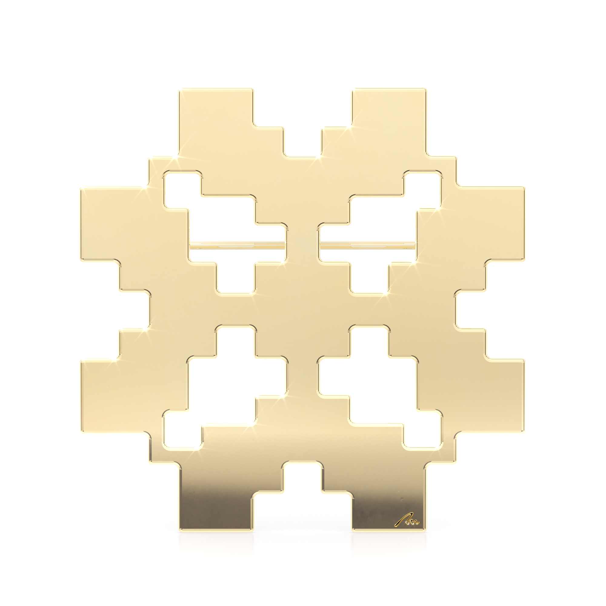 Brosa Martisor din alama placata cu aur galben, Trifoi Traditional