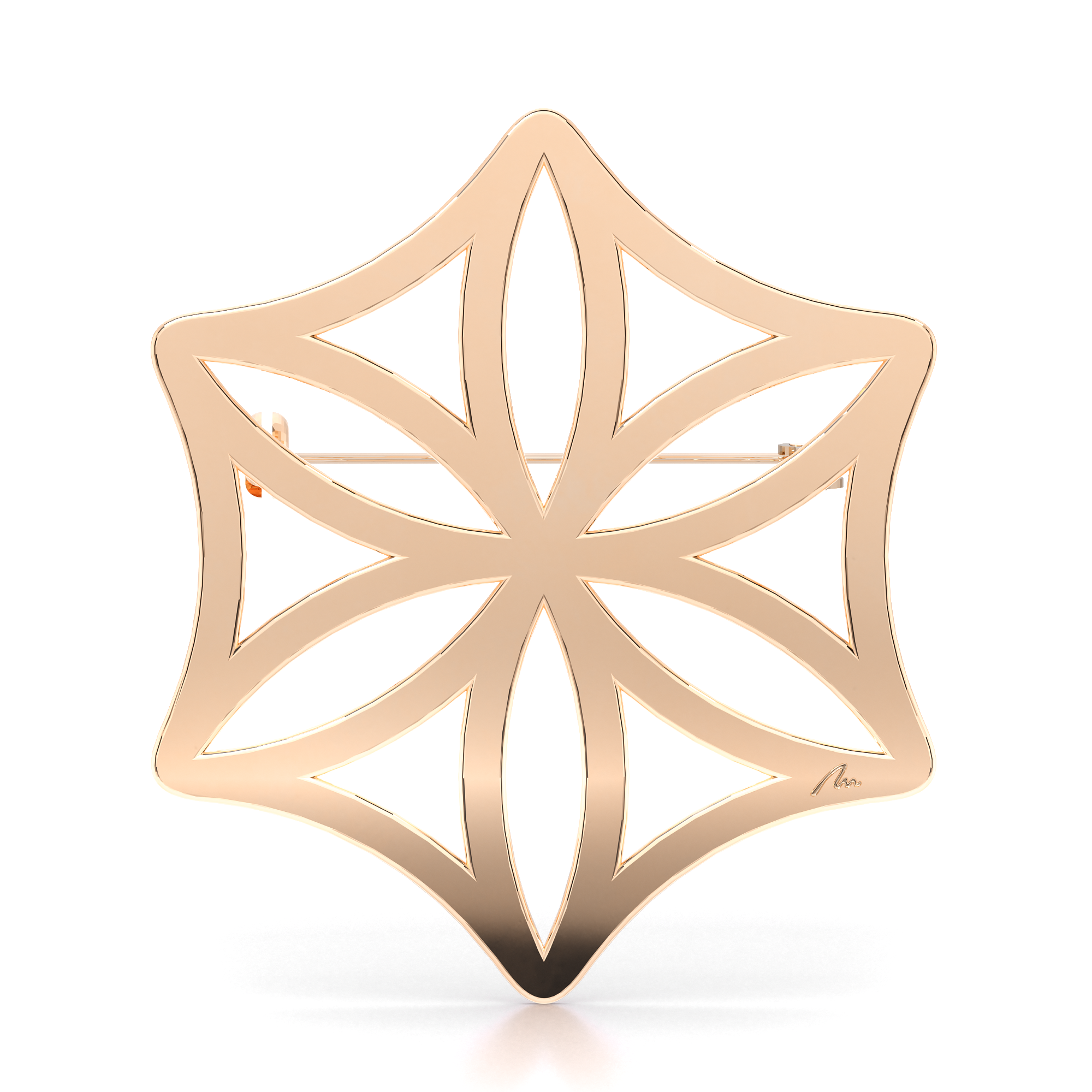 Brosa Martisor din alama placata cu aur roz, Rozeta