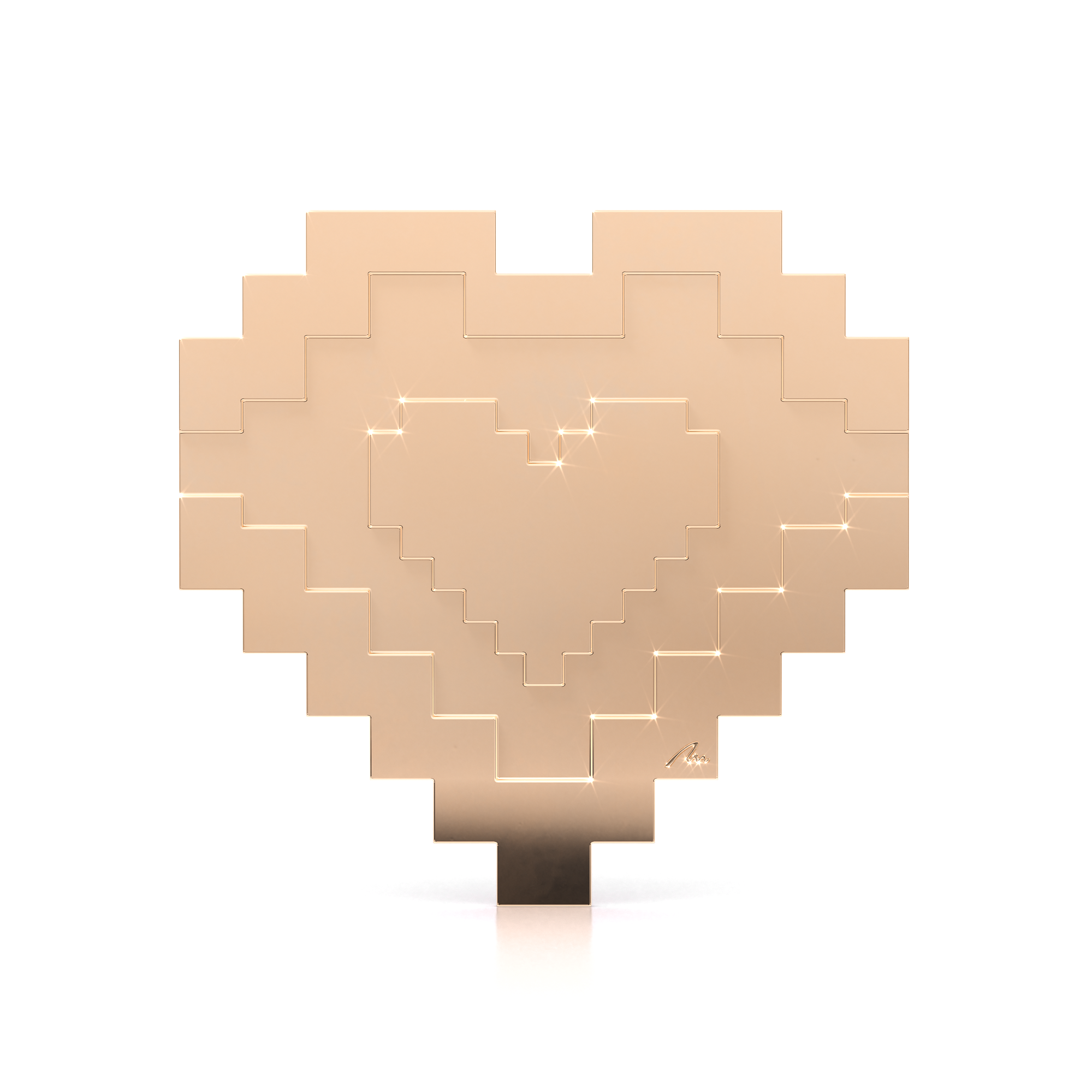 Brosa Martisor din alama placata cu aur roz, Inima Traditionala