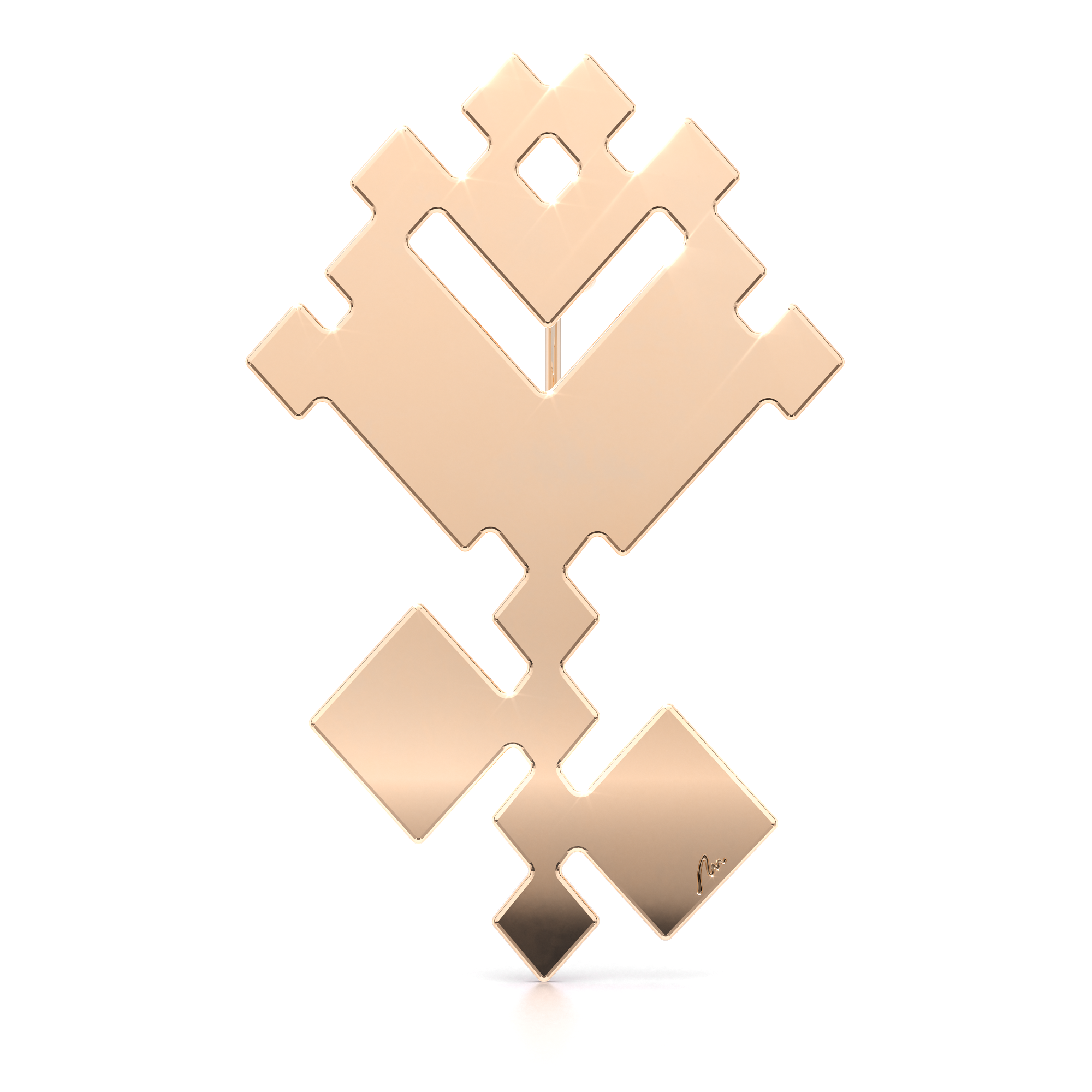 Rose gold plated brass Traditional Rose Martisor brooch