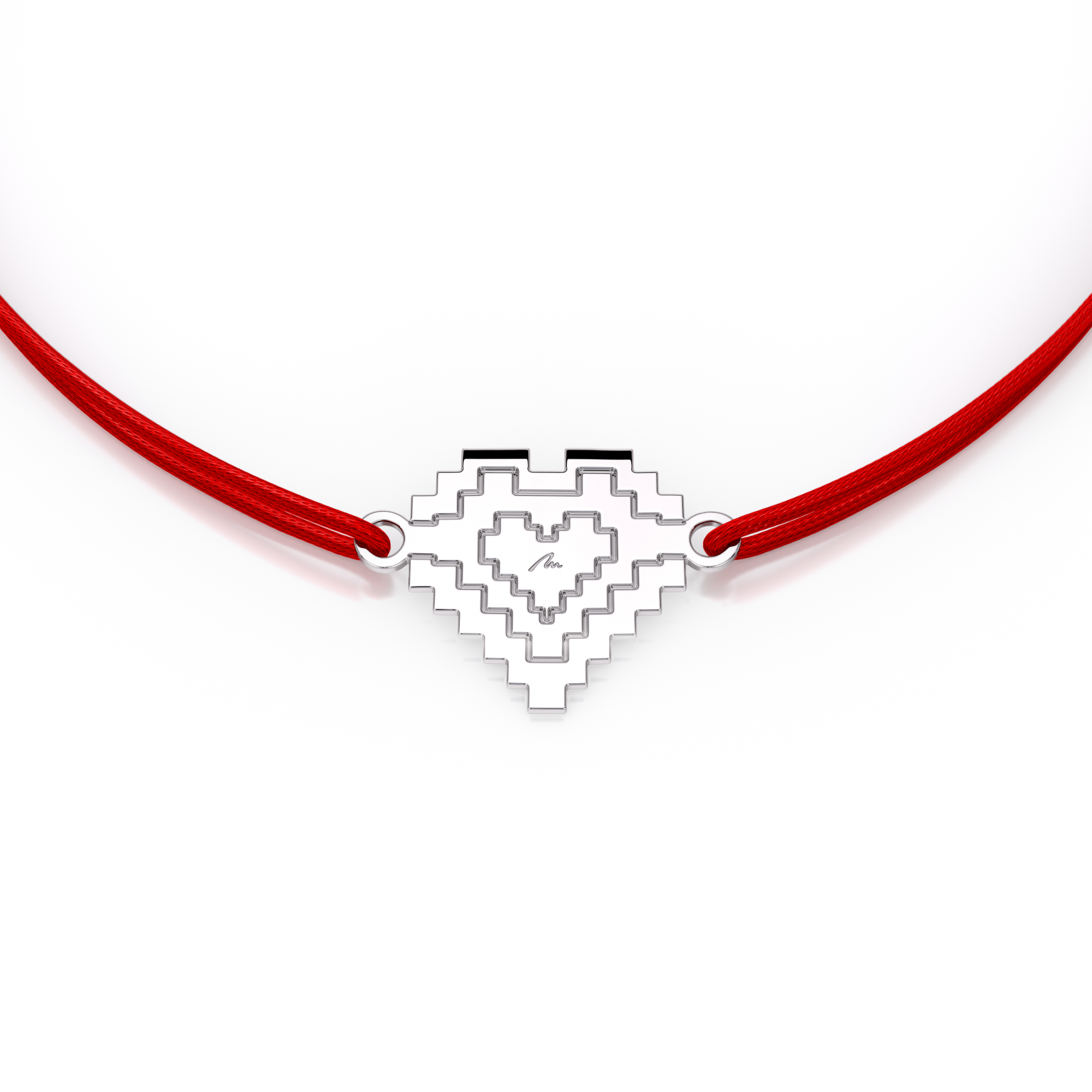 14 KT white gold Traditional Heart bracelet on string